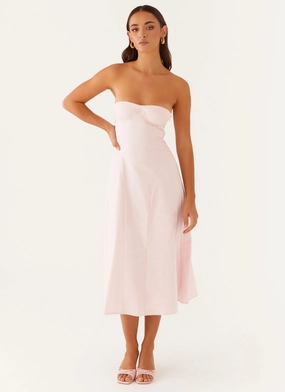 Maika Strapless Midi Dress - Pink City Style