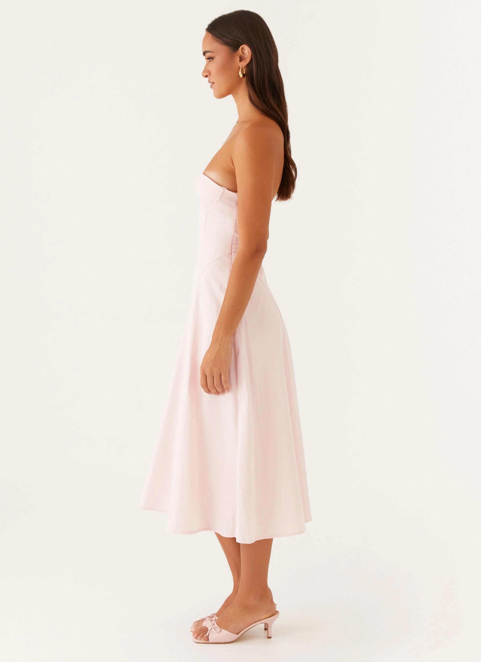 Maika Strapless Midi Dress - Pink Easy Look