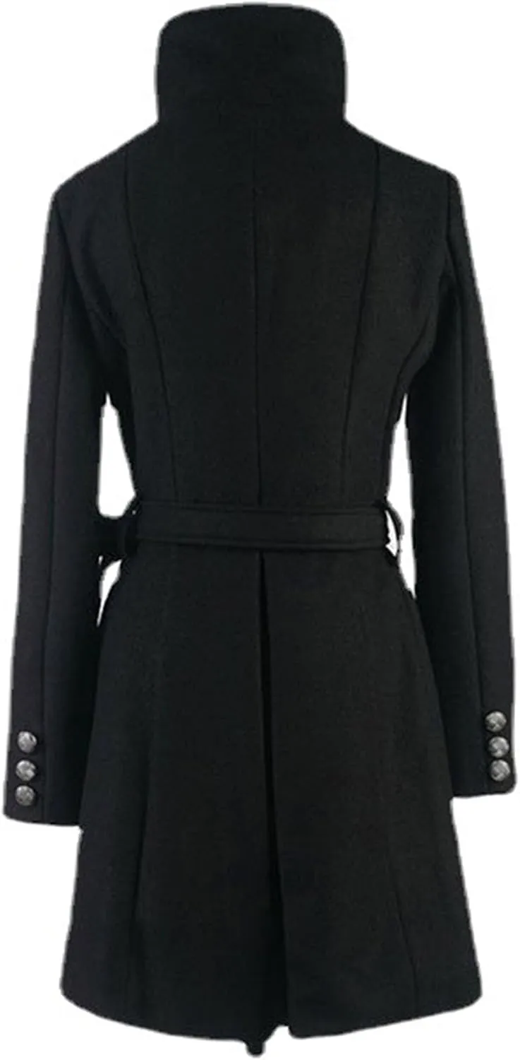 Maiyifu-GJ Women Stand Collar Wool Blend Coats Overcoat Casual Thicken Single Breasted Coat Fall Winter Jackets Outerwear