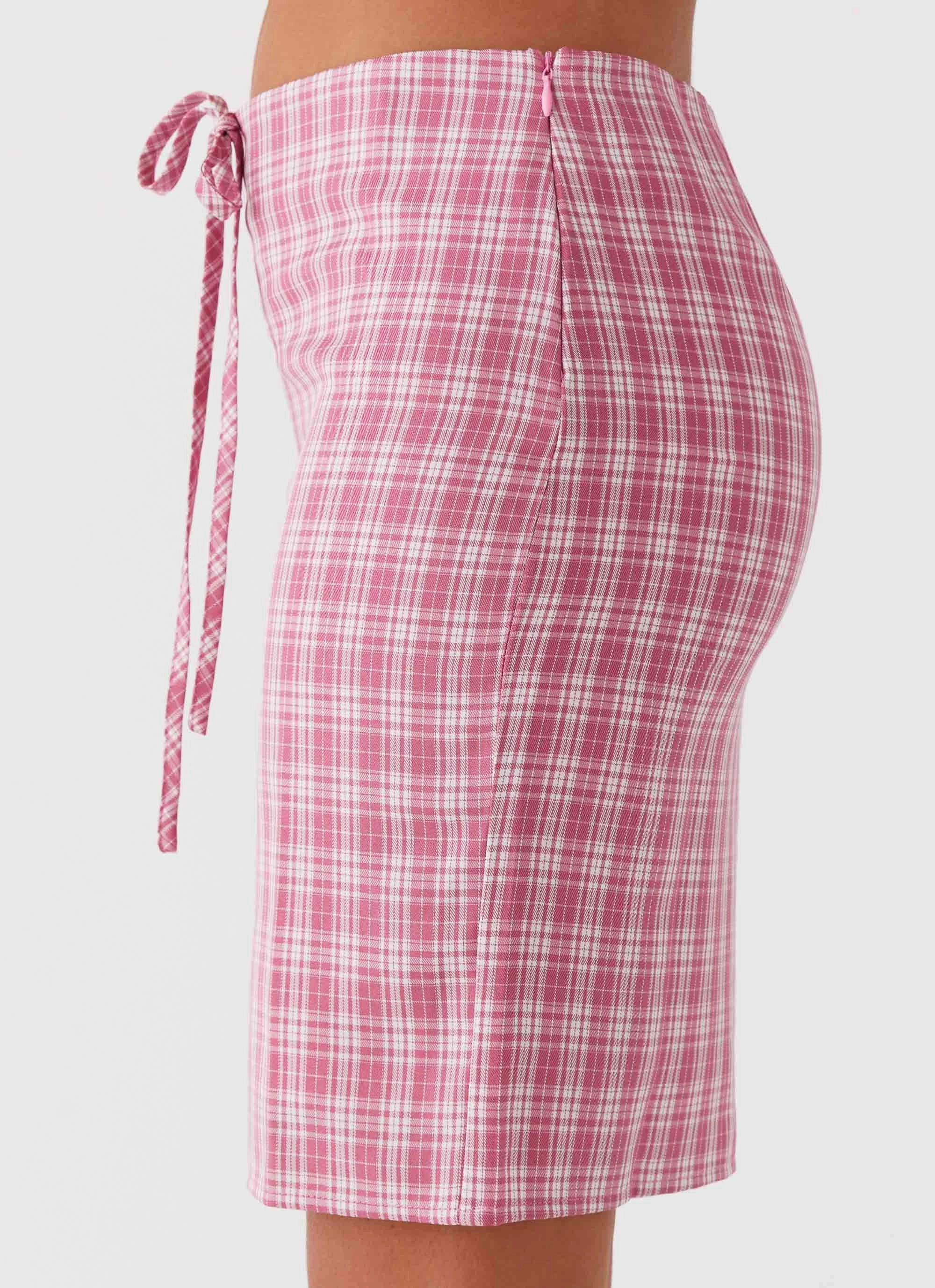 Anti Static Lining Performance Wear Mamita Midi Skirt - Pink Check
