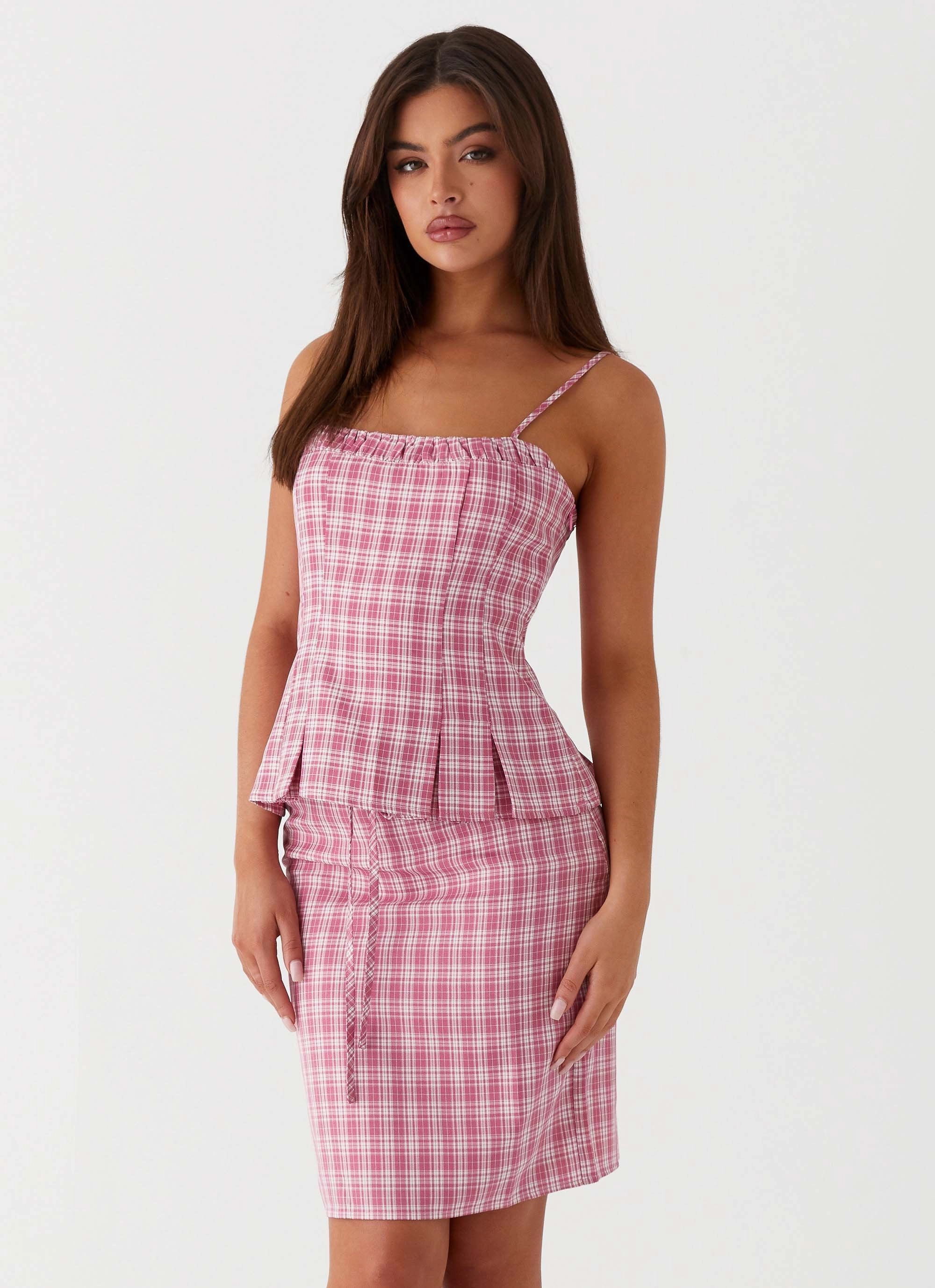 Modest Wear Fit Choice Mamita Midi Skirt - Pink Check