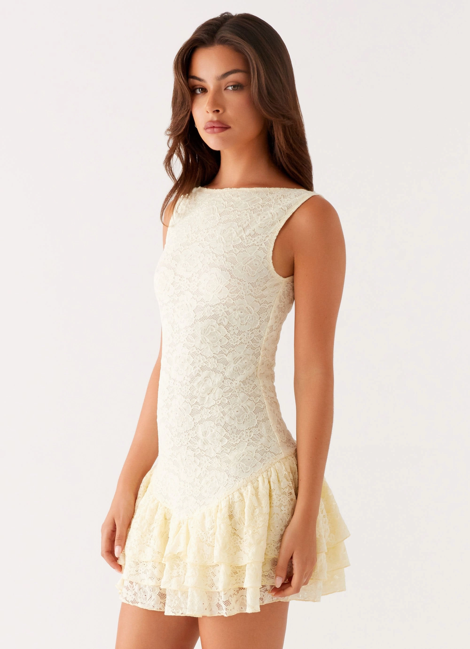 Basic Cool Manuka Ruffle Mini Dress - Yellow