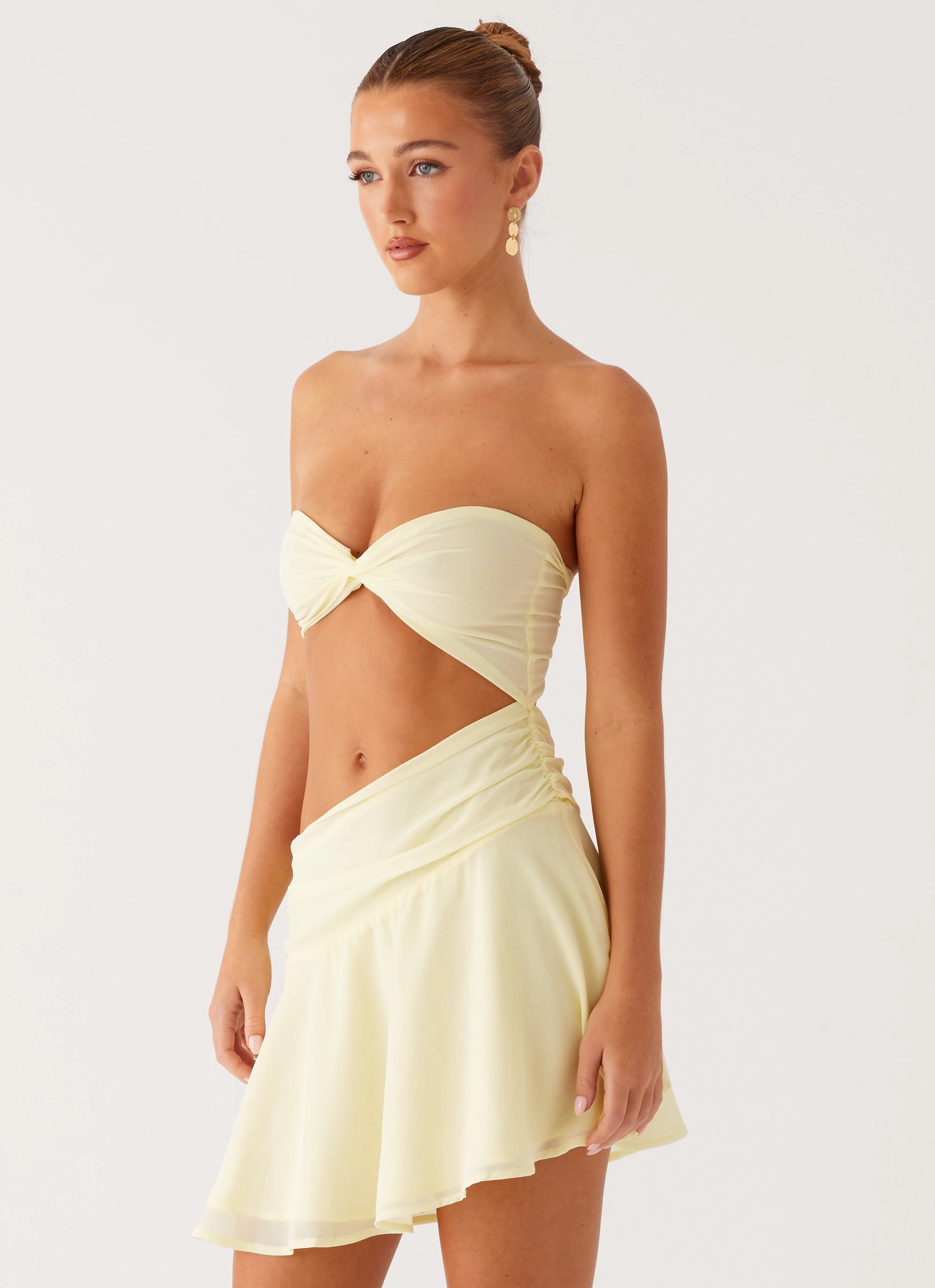 Marbella Mini Dress - Yellow Soft Shape Lounge Vibes