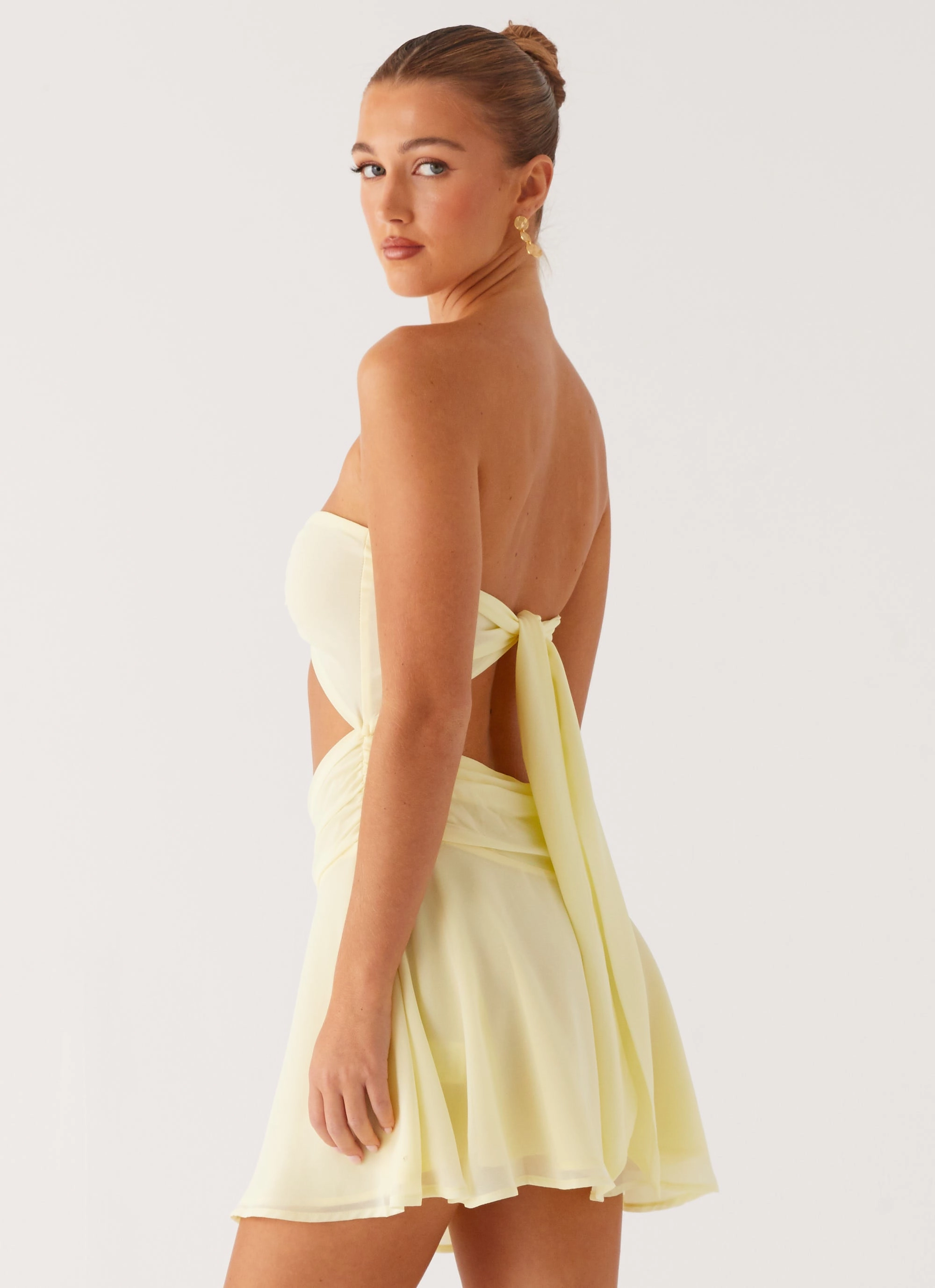 Marbella Mini Dress - Yellow Minimal Tone Polished and Elegant
