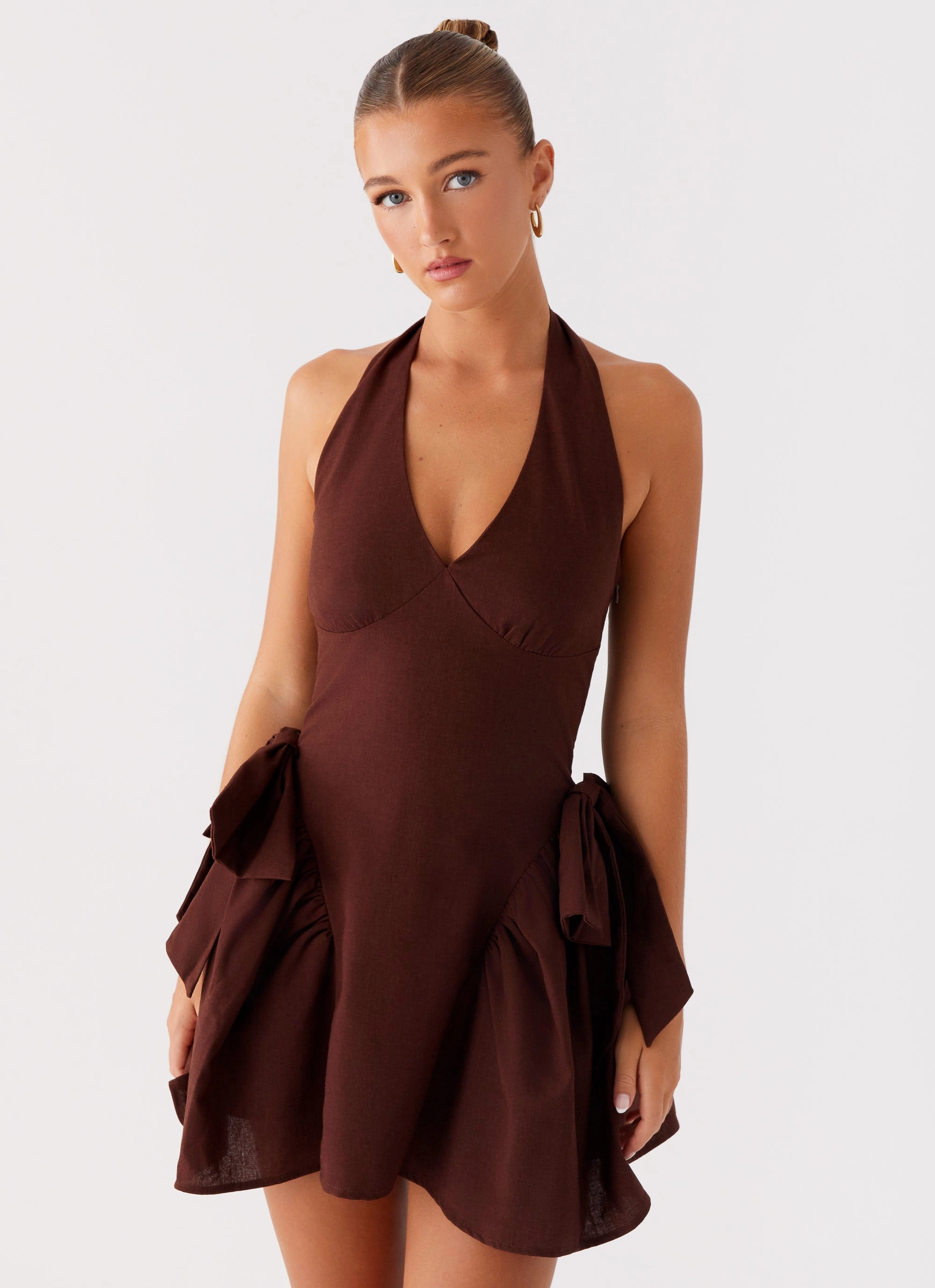 Light Wrap Soft Profile Avalo Mini Dress - Chocolate