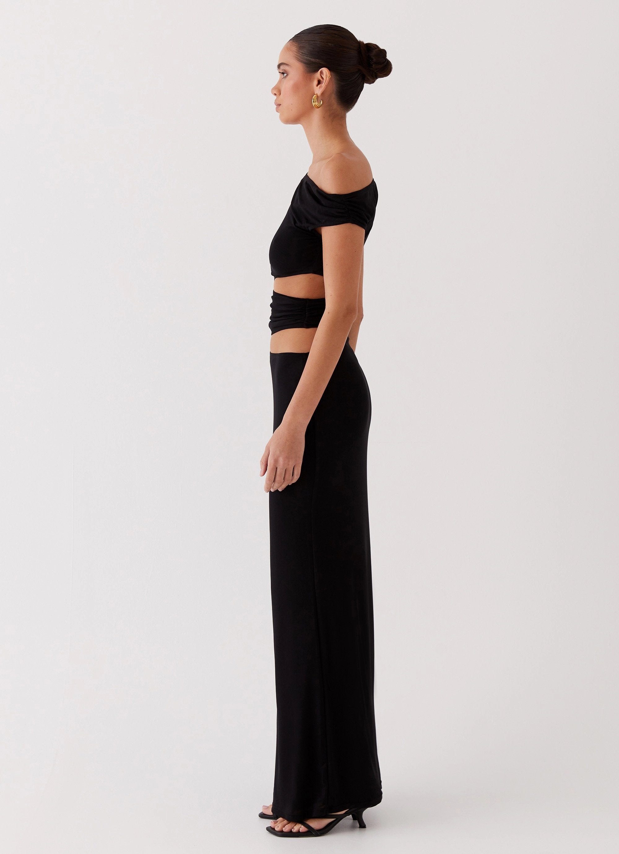Gentle Motion Margot One Shoulder Maxi Dress - Black