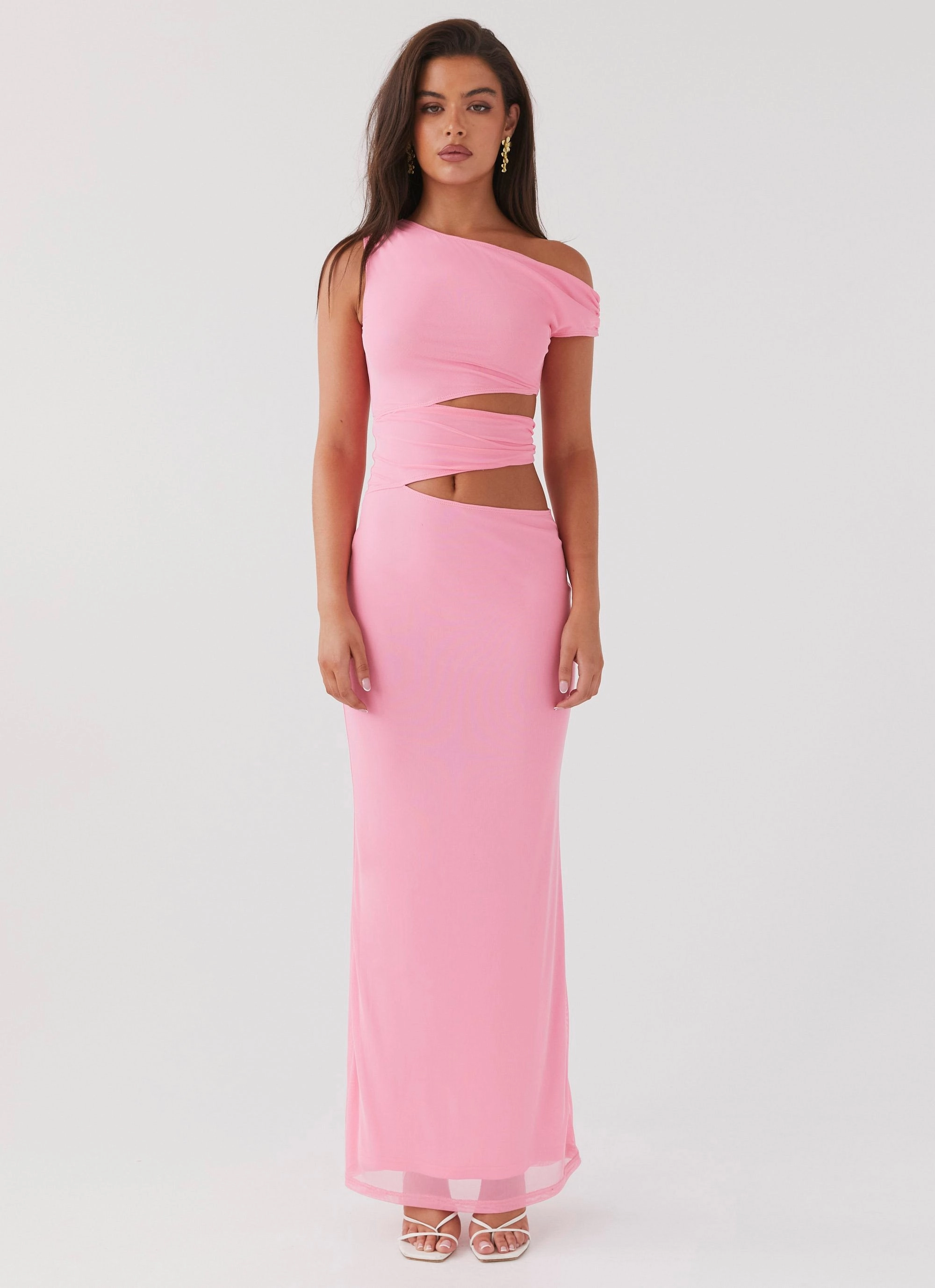 Fresh Style Trendy Waist Margot One Shoulder Maxi Dress - Candy