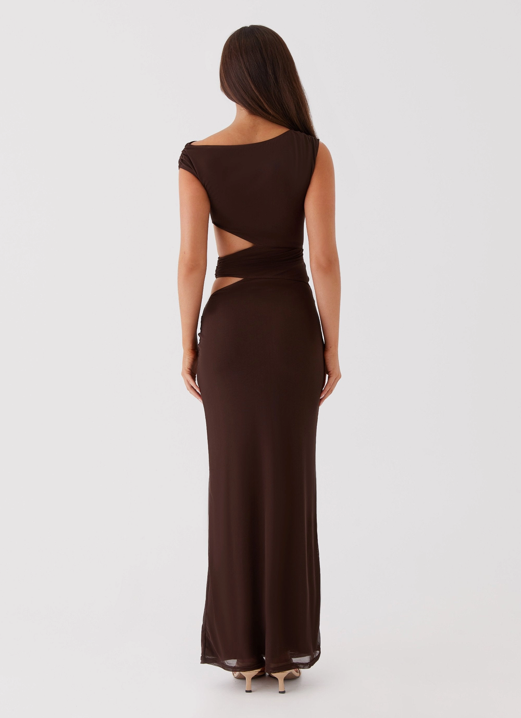 Evening Classic Margot One Shoulder Maxi Dress - Chocolate