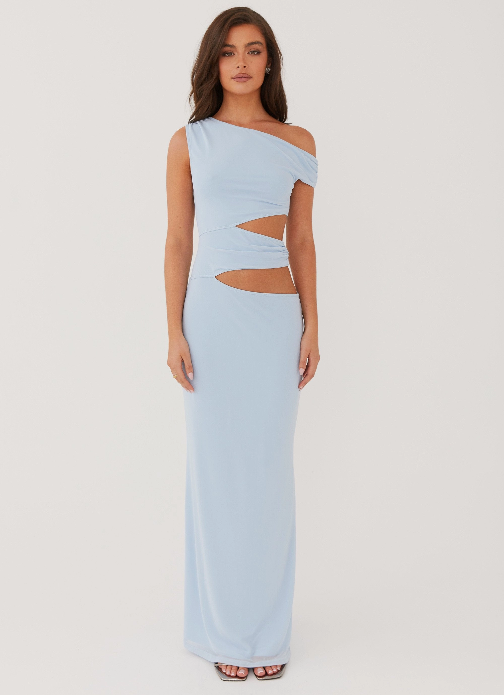 Margot One Shoulder Maxi Dress - Sky Blue Minimalist Look