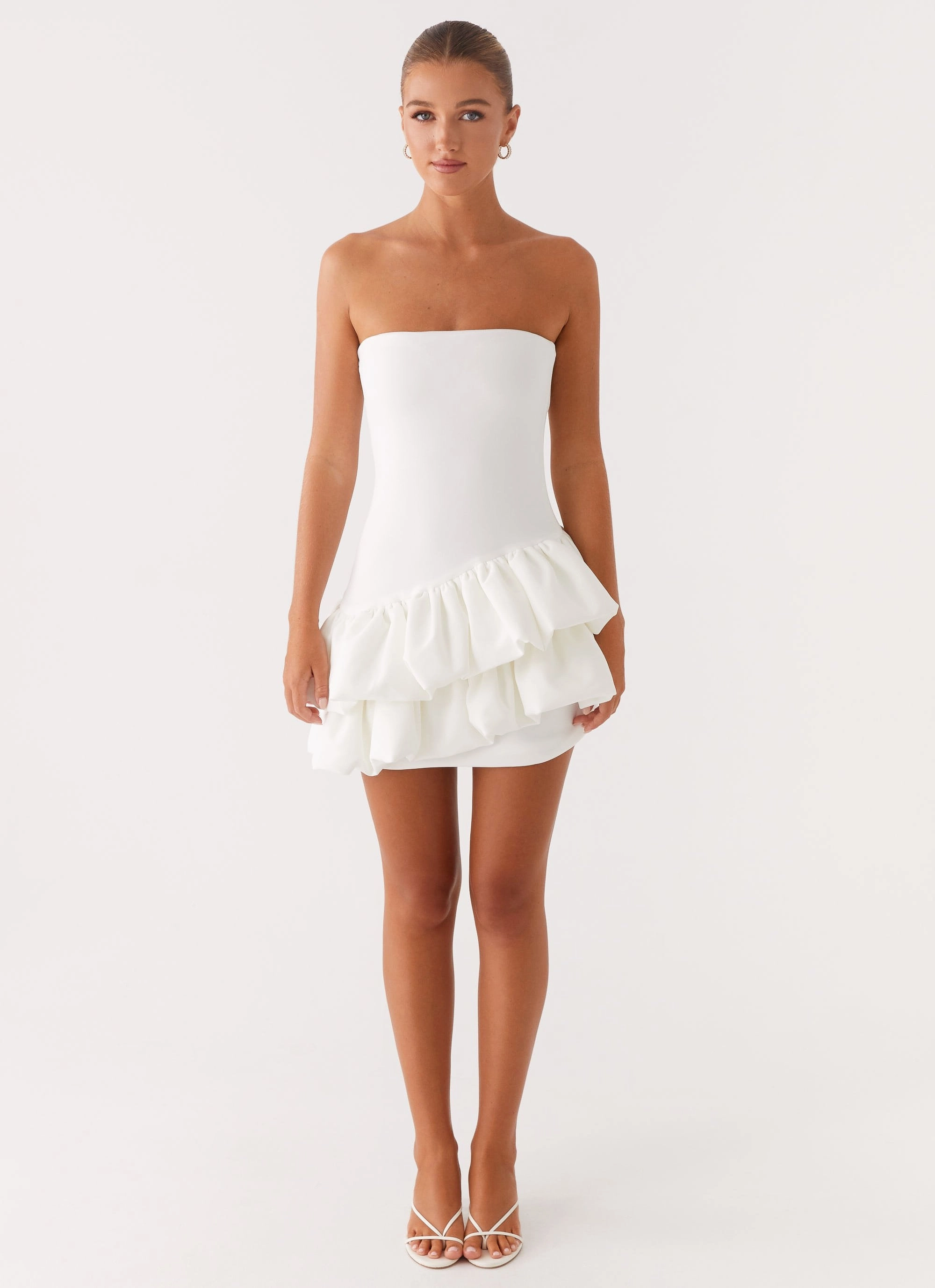 Euro Ease Bold-Color Marie Mini Dress - White