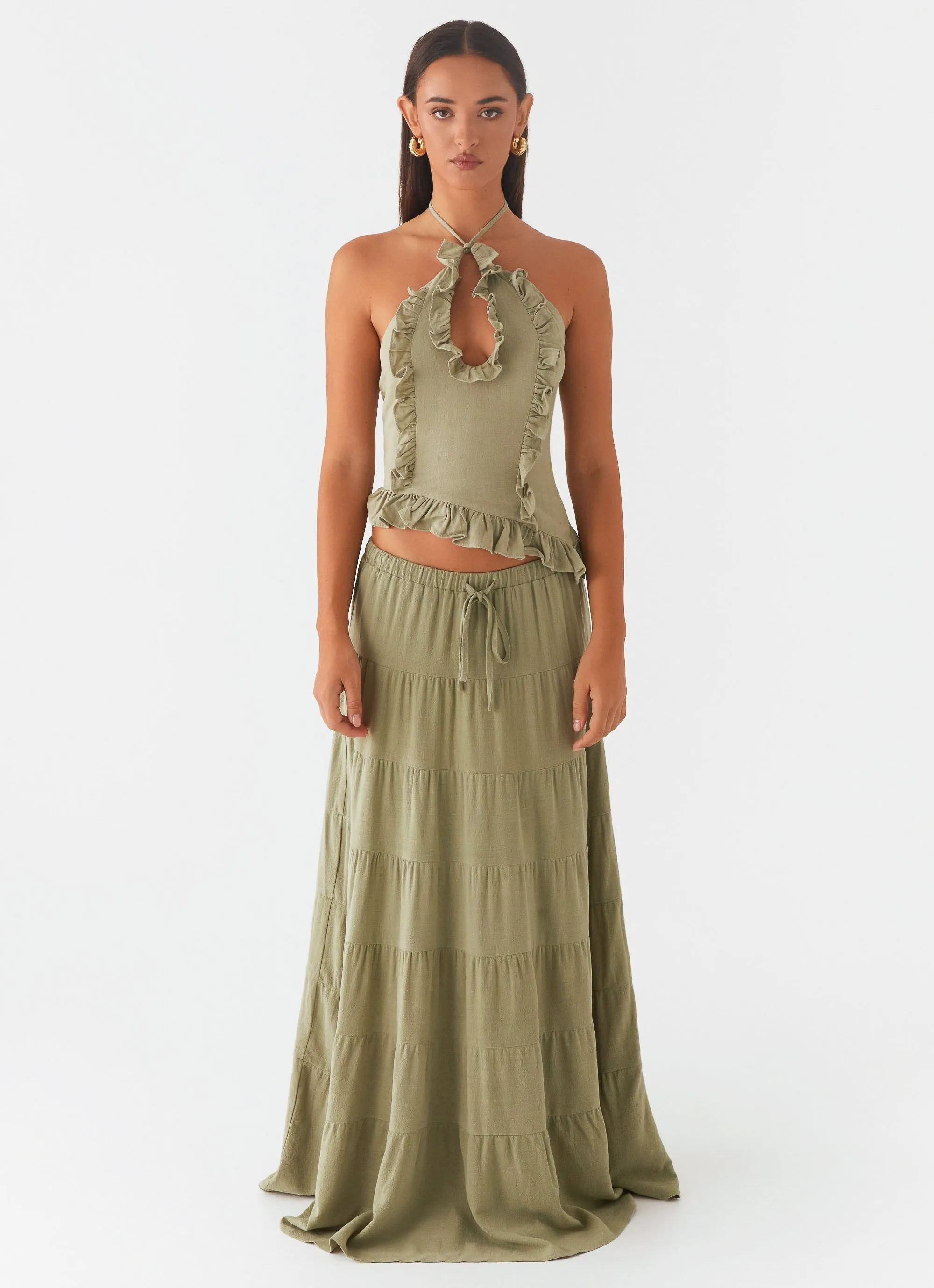 EthicallySourced Mariella Linen Maxi Skirt - Sage SeamlessDesign