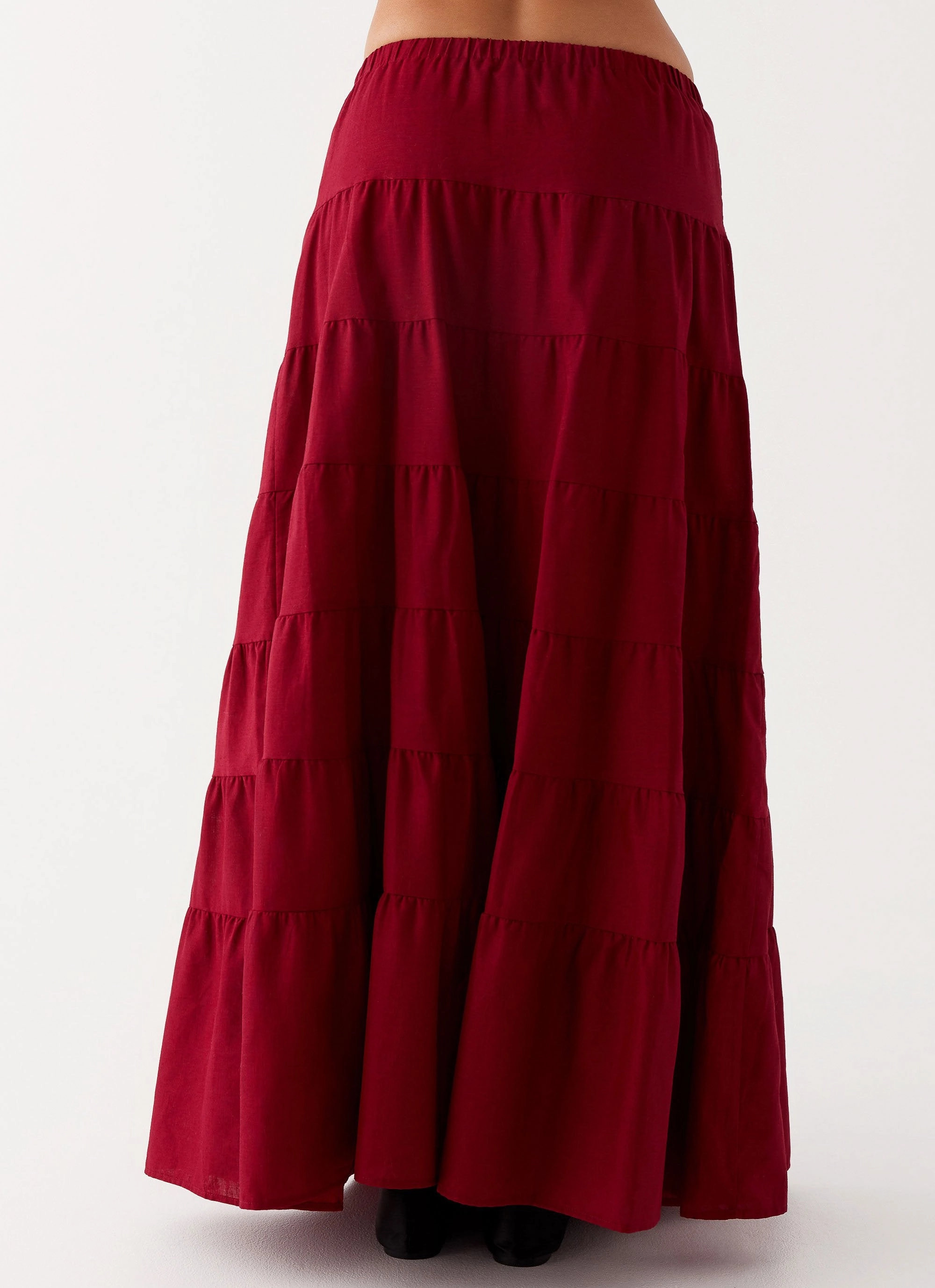 Comfy Street Piece Mariella Linen Maxi Skirt - Maroon