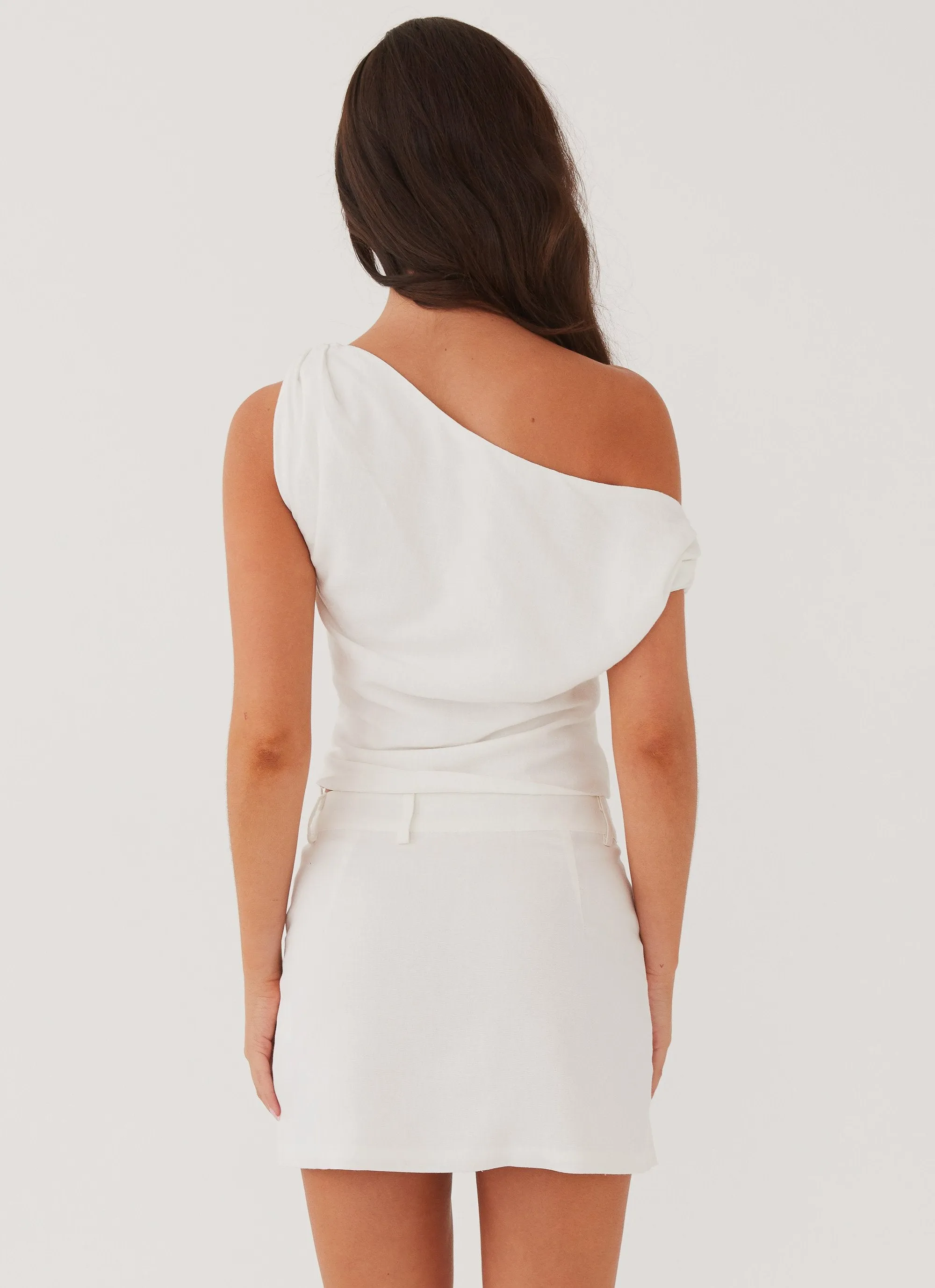 Marissa Linen Mini Skirt - White WrinkleFree Structure