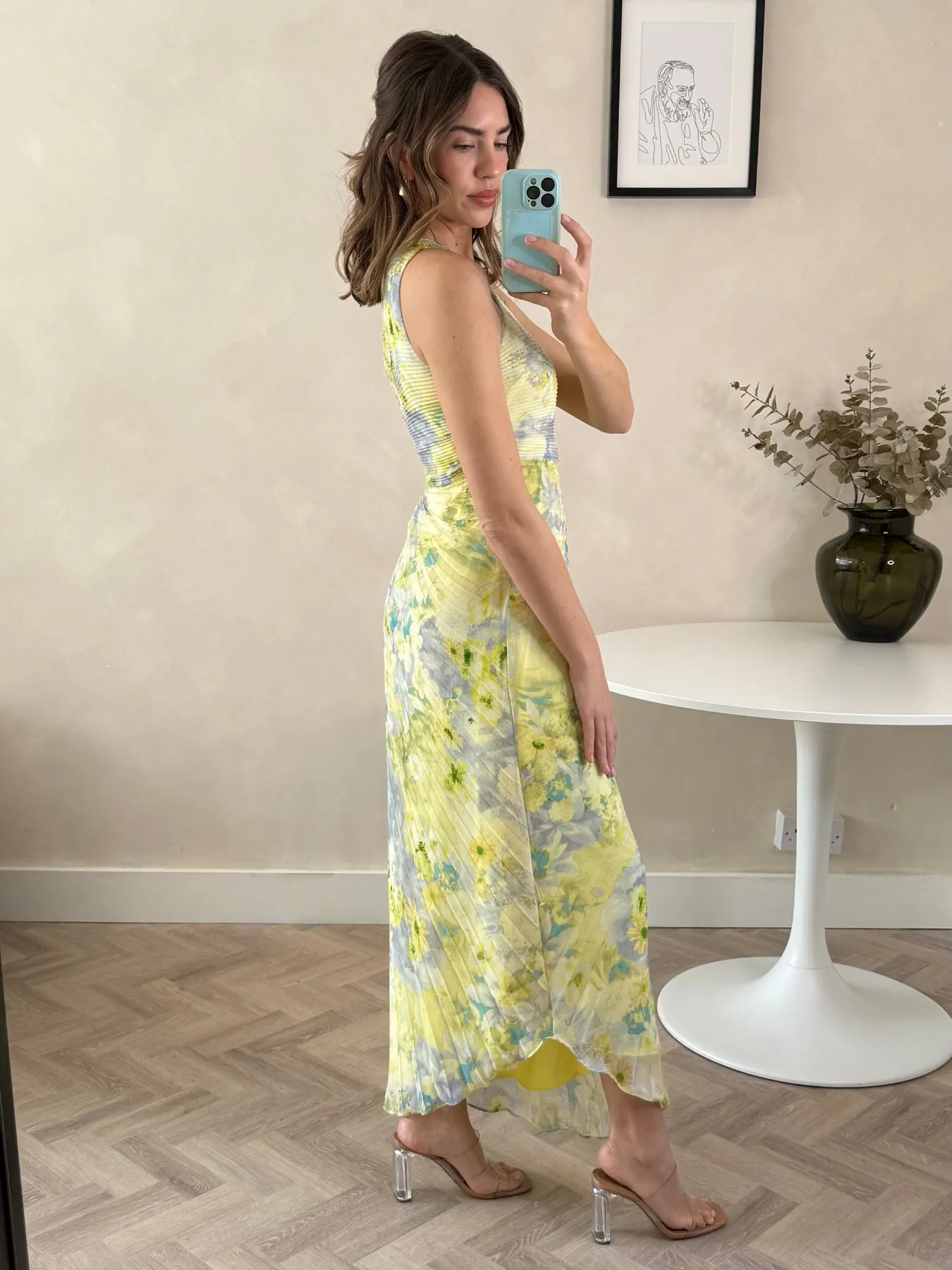 Marley Asymmetric Pleated Maxi Dress / Lemon Floral Seasonal Style