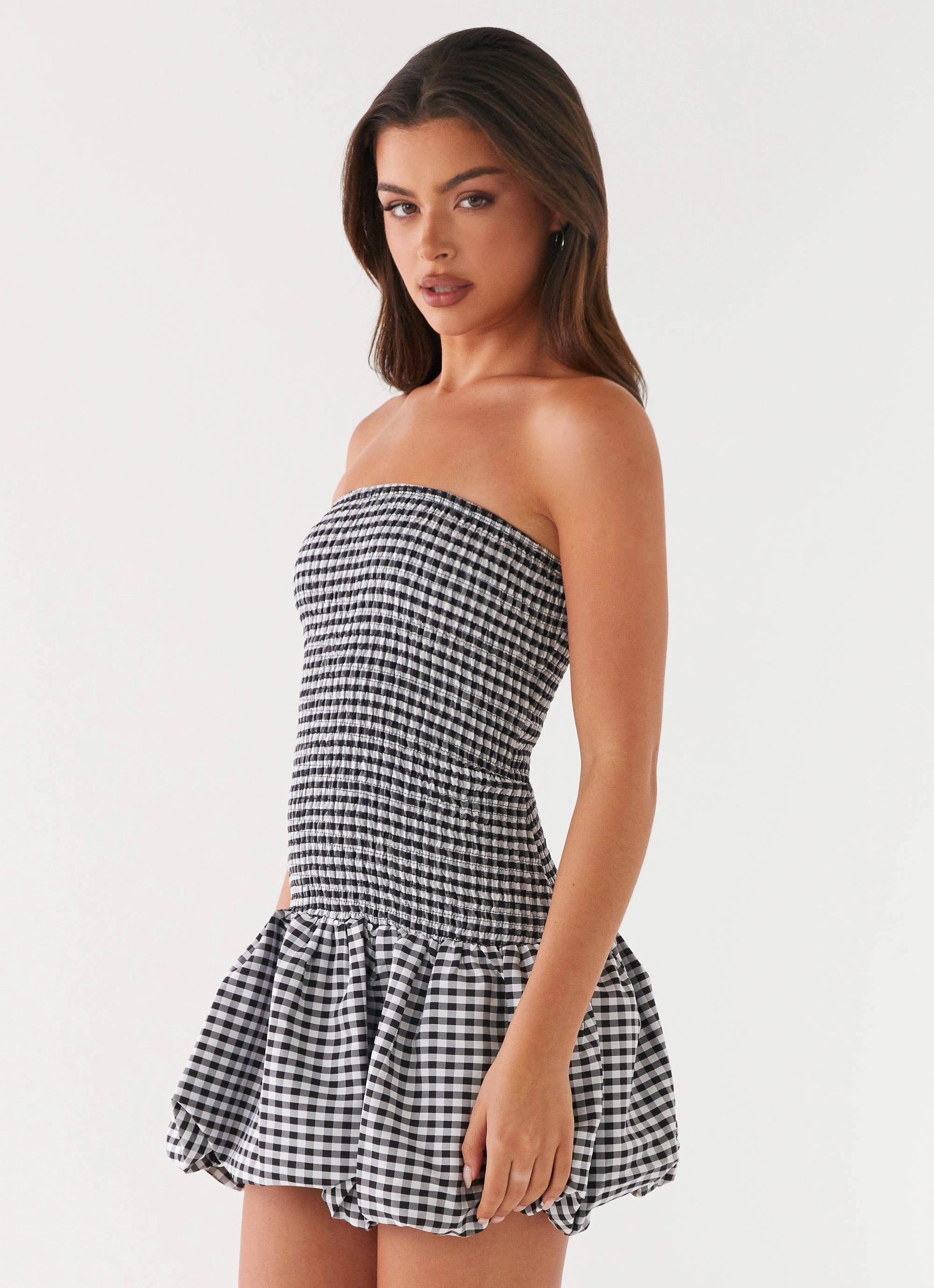 Office Mood Street Style Martell Mini Dress - Black Gingham