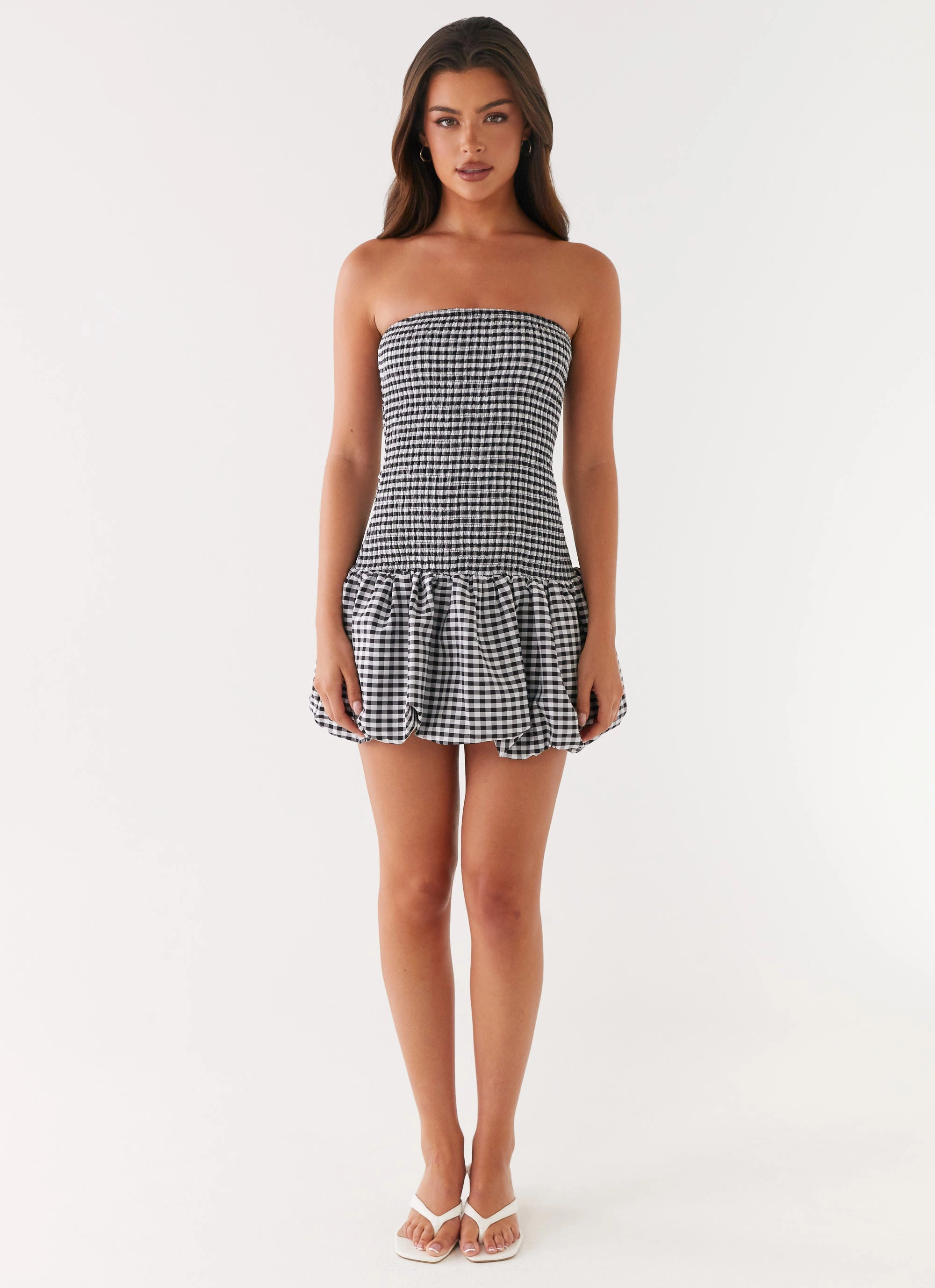 Martell Mini Dress - Black Gingham Flattering Style Fit