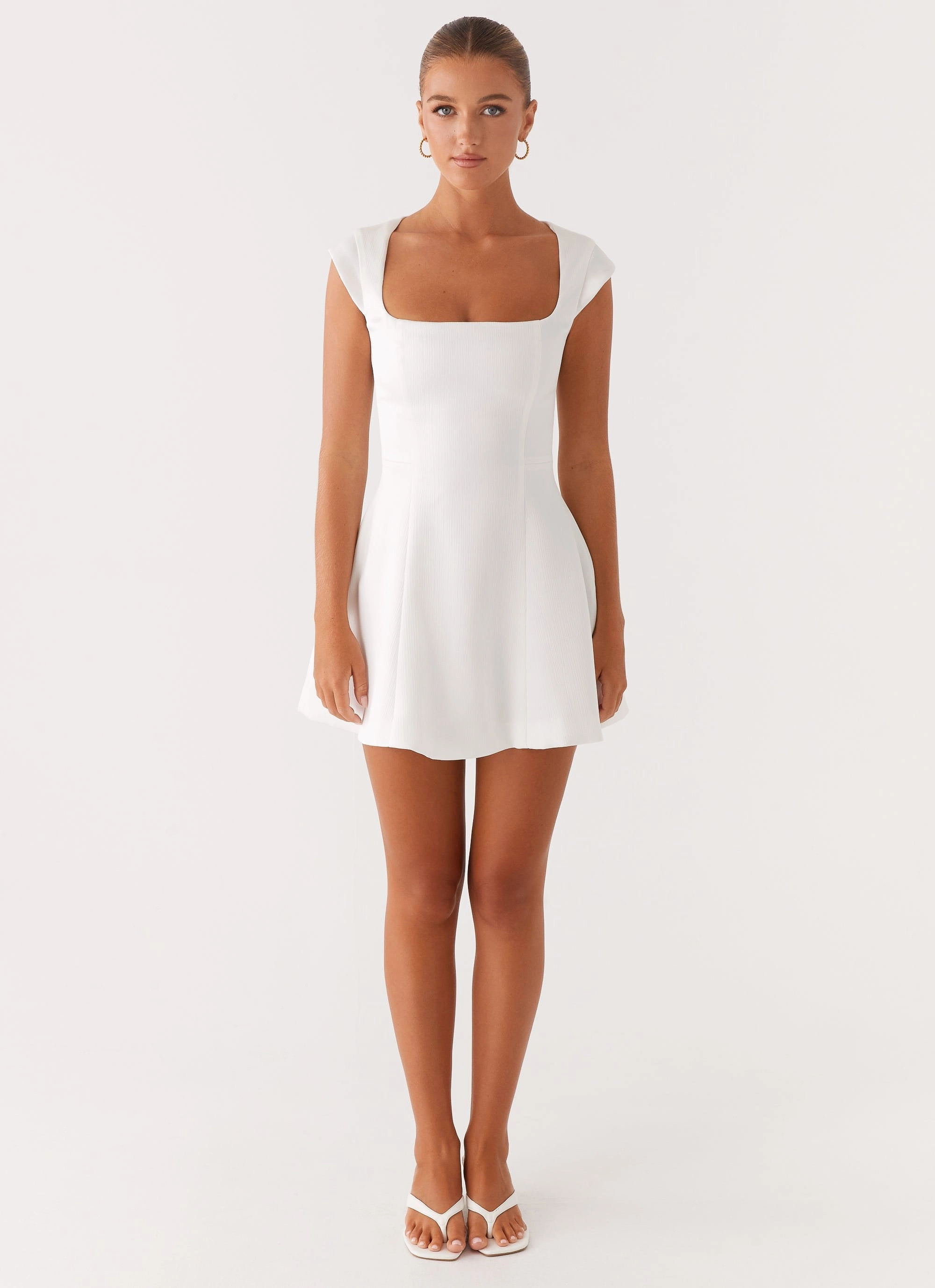 Maryjane Mini Dress - White Fit Choice Farm Scene