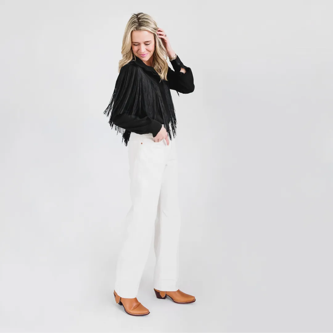 Movement Ease MASON by MASON'S DAUGHTER | Loretta Western Fringe Top, Black