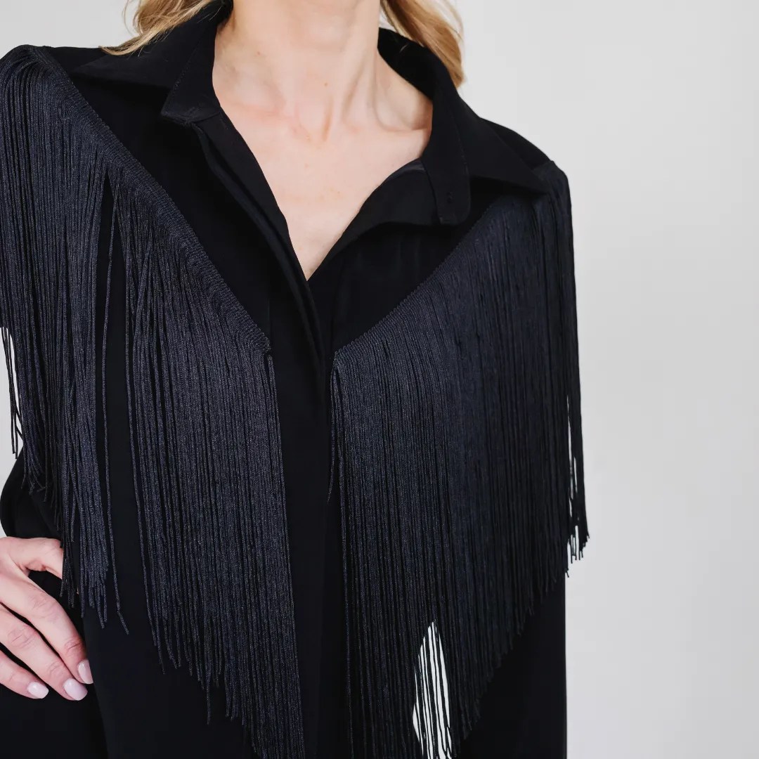 Fashionable Look MASON by MASON'S DAUGHTER Marcia Western Fringe Midi Dress