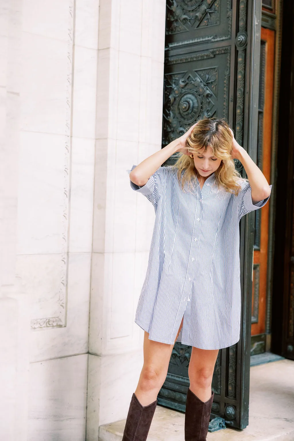 Form Fit Comfort MASON'S DAUGHTER | Anna Dress, Black and White Striped Poplin