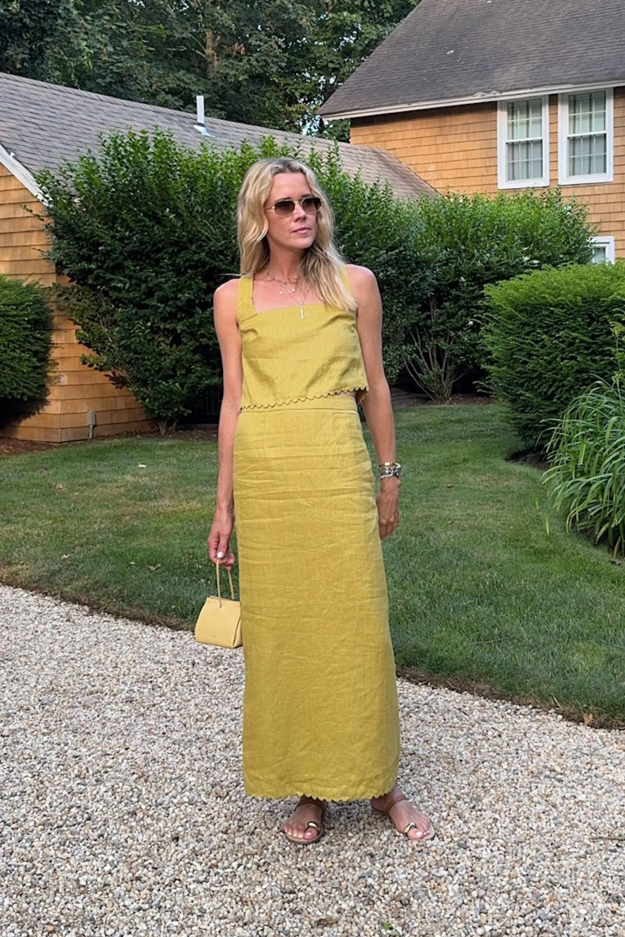 Simple Cut MASON'S DAUGHTER | Ella Scallop Maxi Skirt, Chartreuse Linen