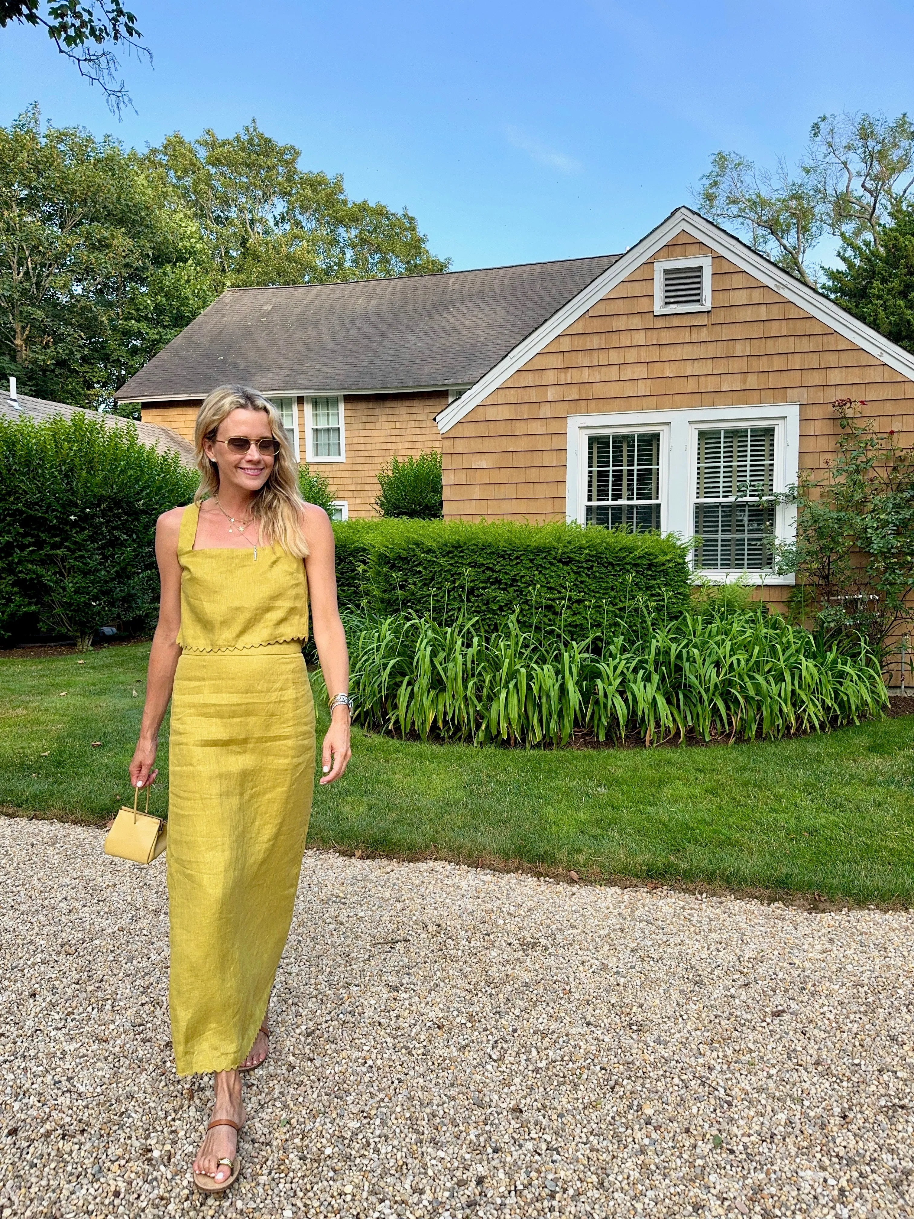 MASON'S DAUGHTER | Ella Scallop Maxi Skirt, Chartreuse Linen Stable Shape Slim Shape