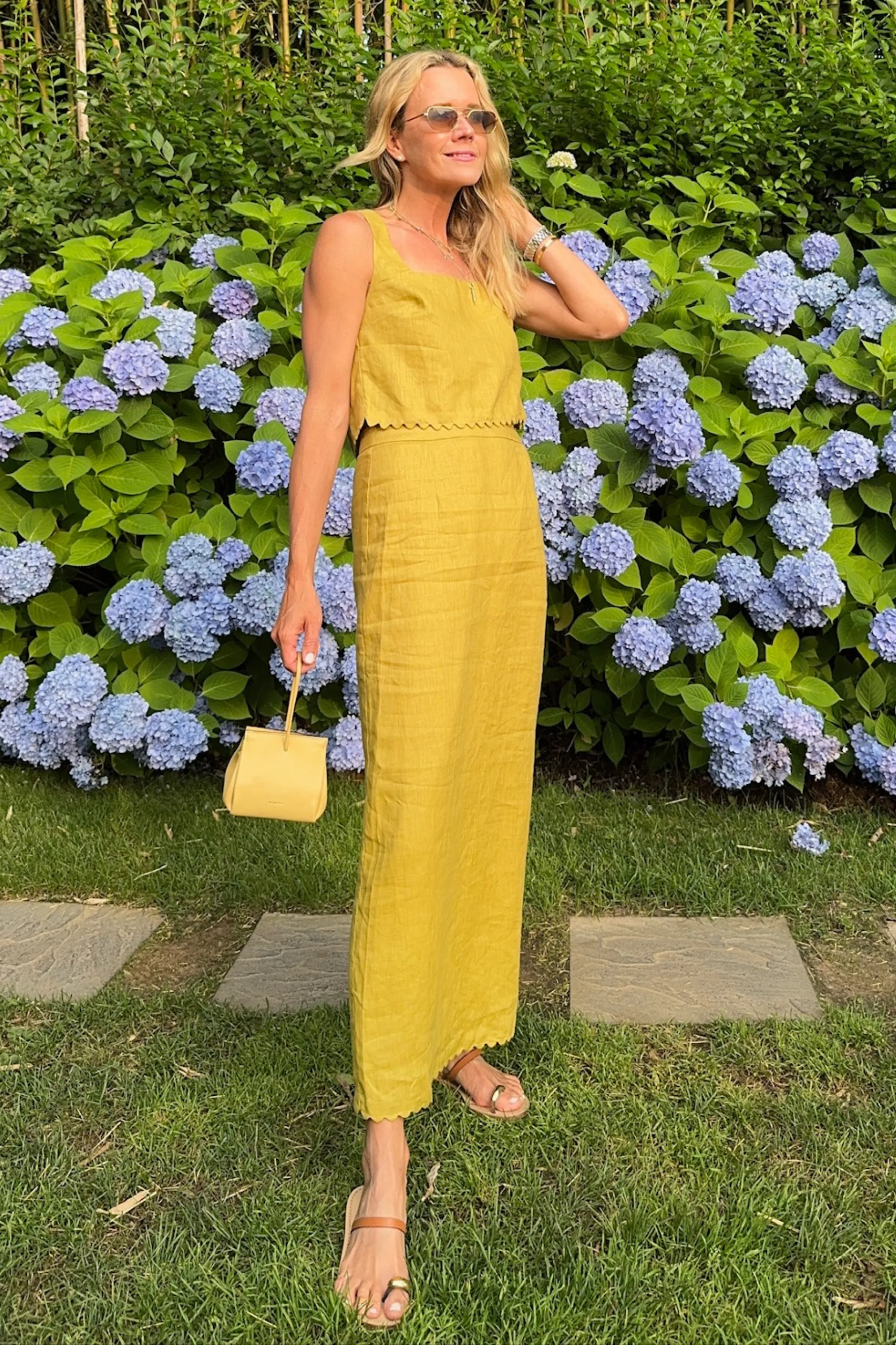 MASON'S DAUGHTER | Ella Scallop Top, Chartreuse Linen On The Move