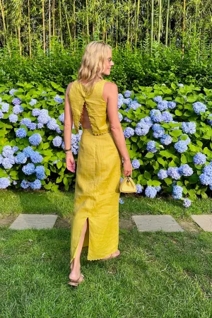 Shape Retention MASON'S DAUGHTER | Ella Scallop Top, Chartreuse Linen