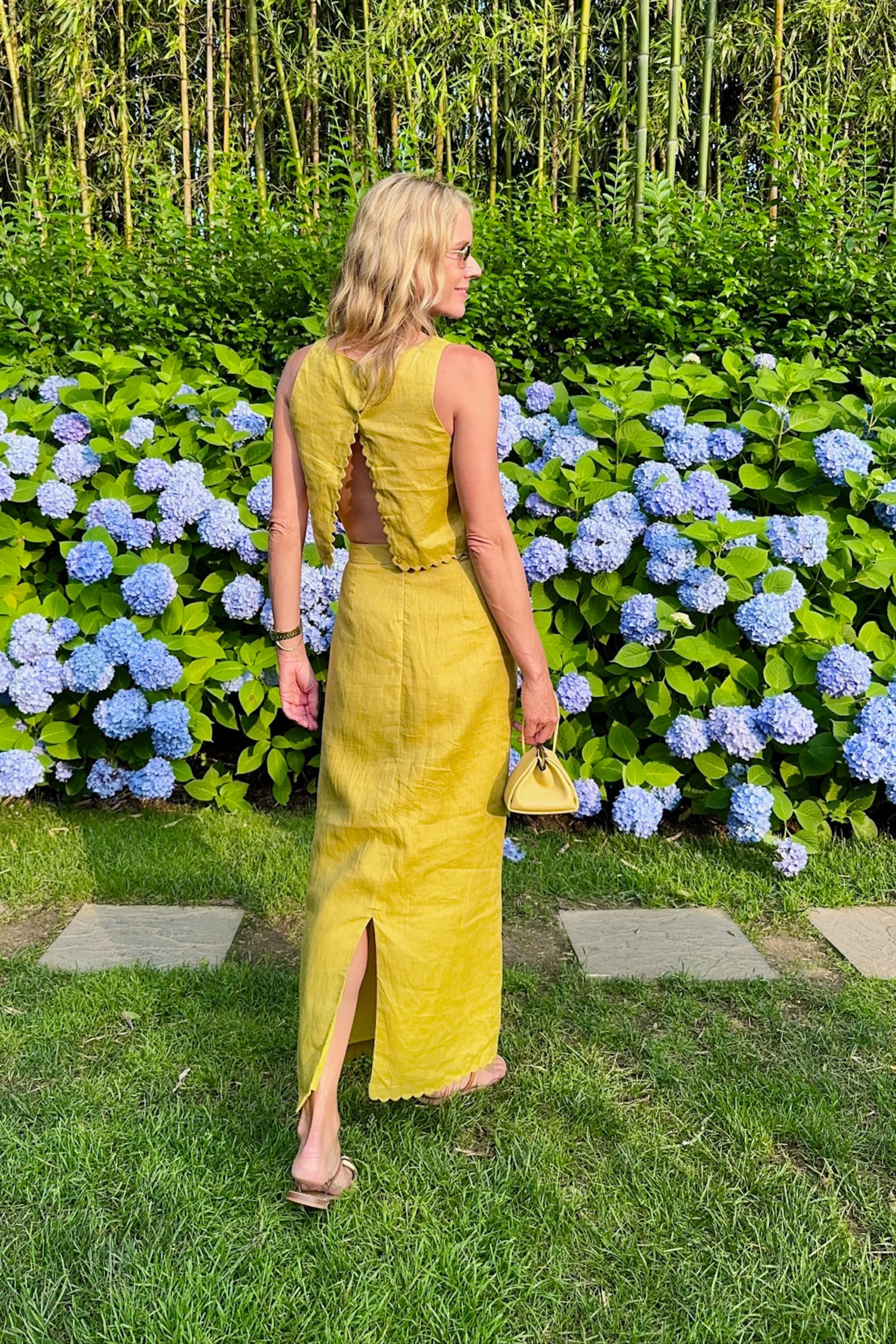 Shape Retention MASON'S DAUGHTER | Ella Scallop Top, Chartreuse Linen