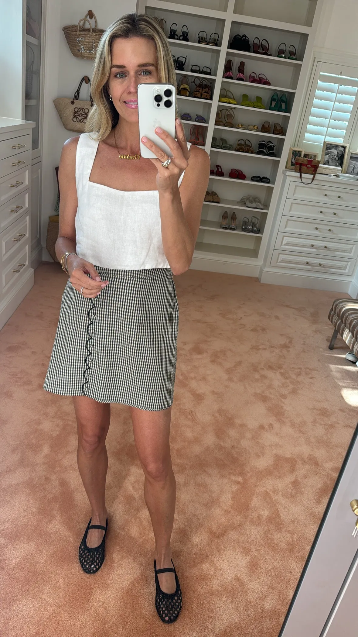 MASON'S DAUGHTER | Ellie Skirt, Black & Ivory Gingham Ventilated Mesh Lining