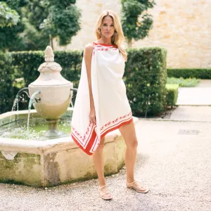 Timeless Utility MASON'S DAUGHTER | Lily Scarf Dress, Red & White Floral Silk Twill
