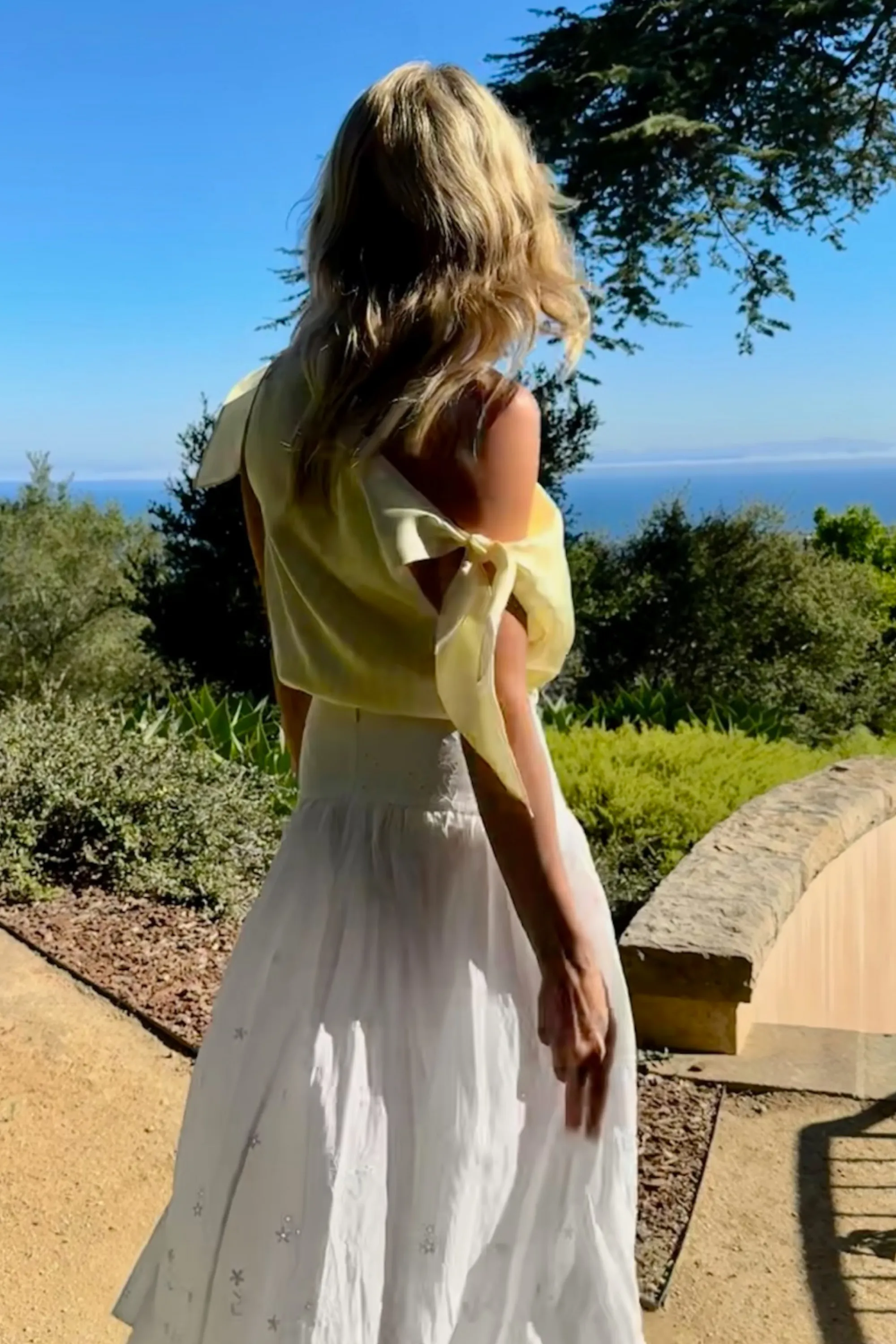 MASONS DAUGHTER | Lily Scarf Top, Yellow & Yellow Striped Water Resistant Finish Easy Travel