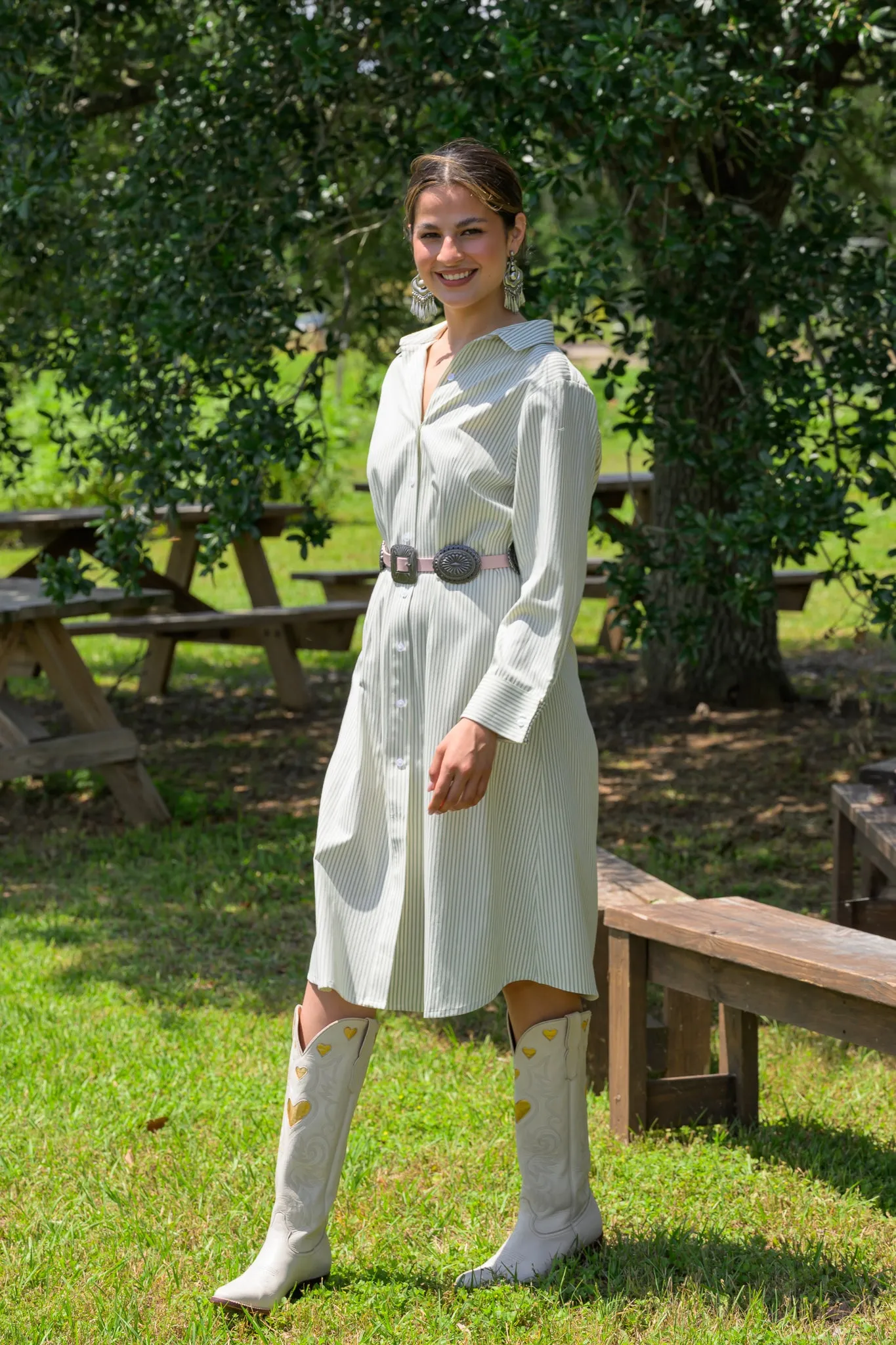 Seamless Waist Technology MASON'S DAUGHTER | Miller Dress, Seafoam and Ivory Striped