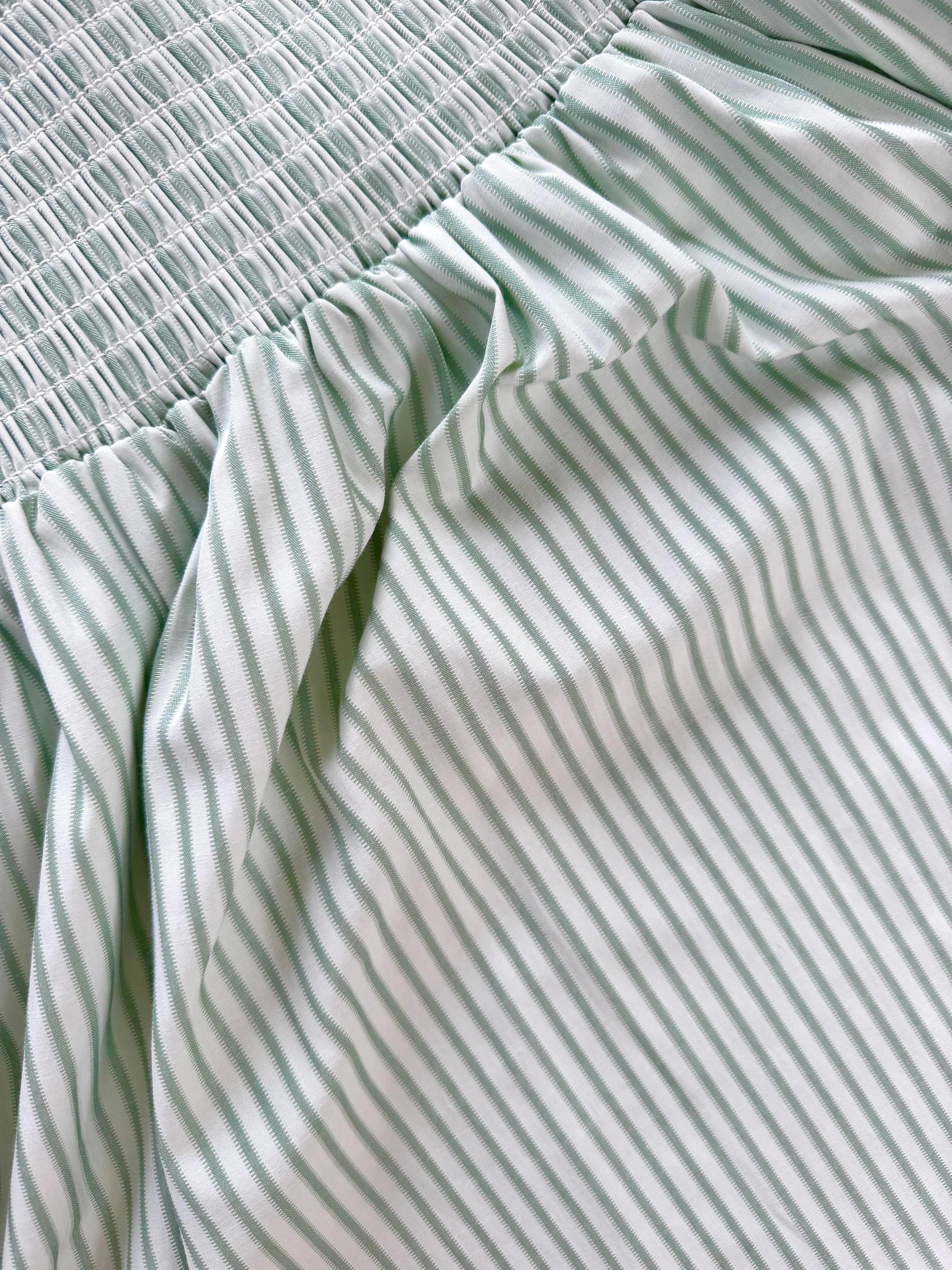 Ultra Soft Blend MASON'S DAUGHTER | Nora Dress, Green/Green Striped Poplin