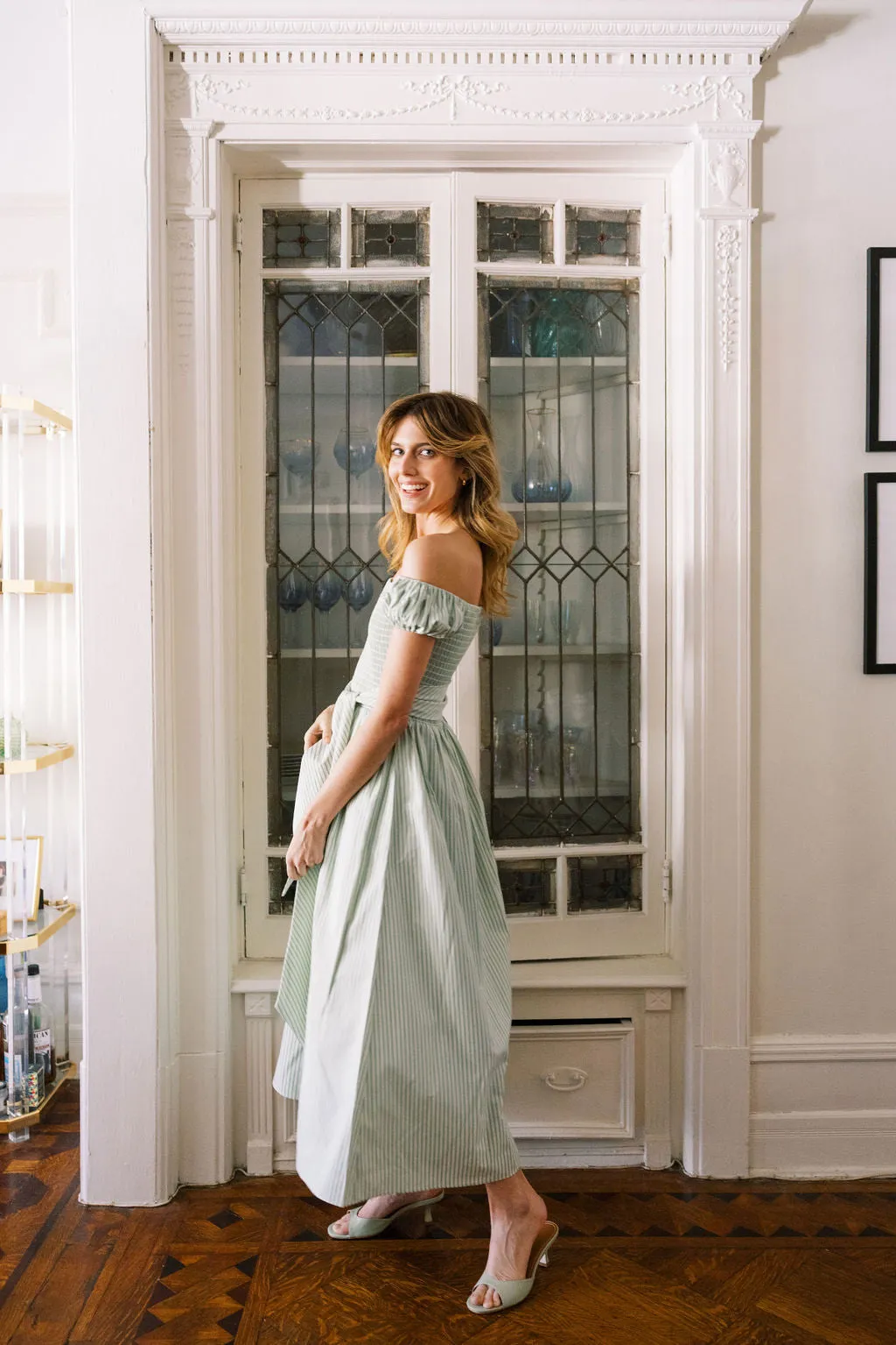 Air Comfort MASON'S DAUGHTER | Nora Dress, Green/Green Striped Poplin