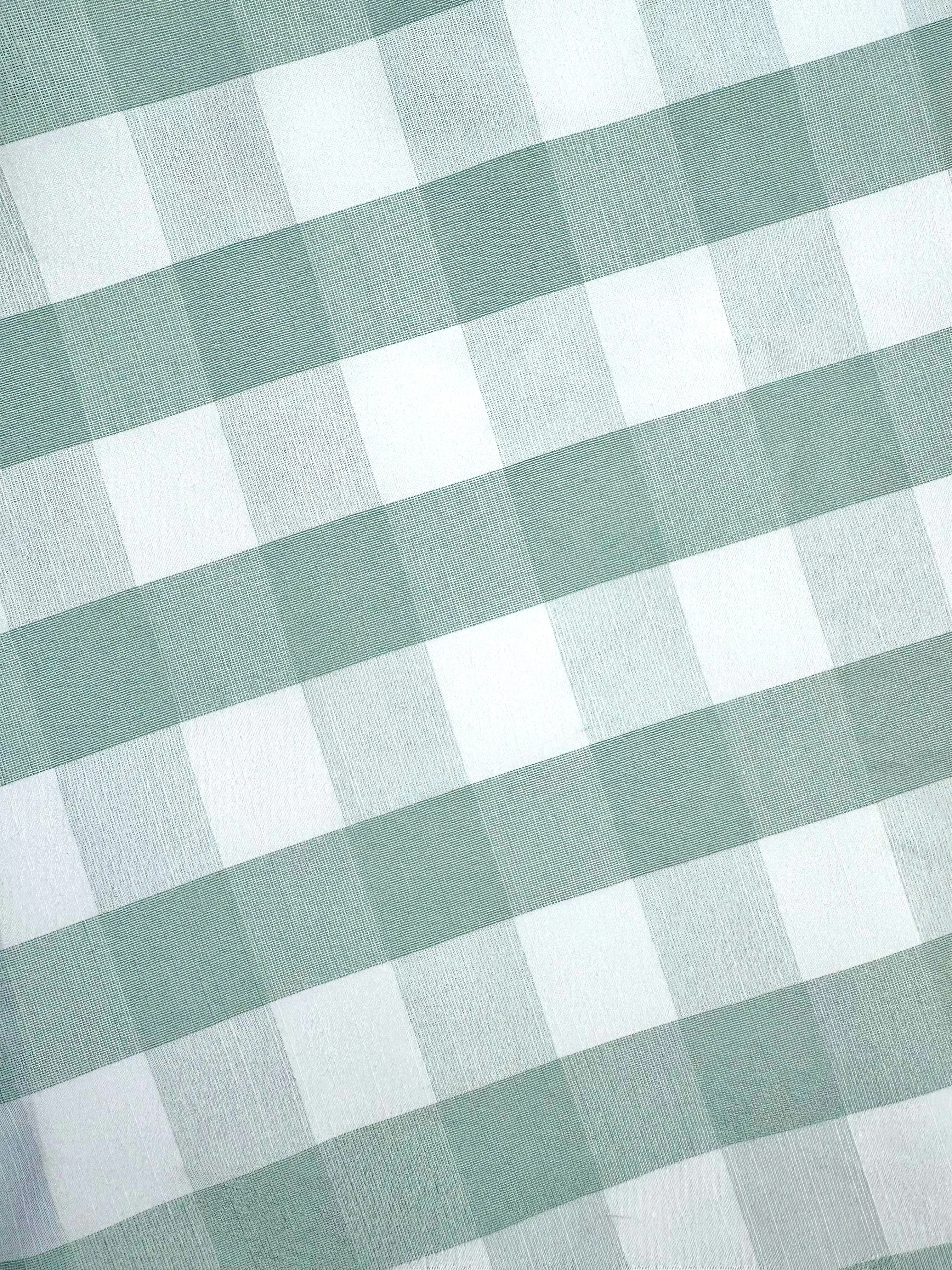 MASON'S DAUGHTER | Nora Dress, Green/Ivory Gingham Shantung Cold Weather Wear Smart Motion