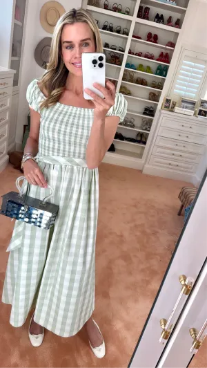MASON'S DAUGHTER | Nora Dress, Green/Ivory Gingham Shantung Sporty Fit Design Stylish Wear