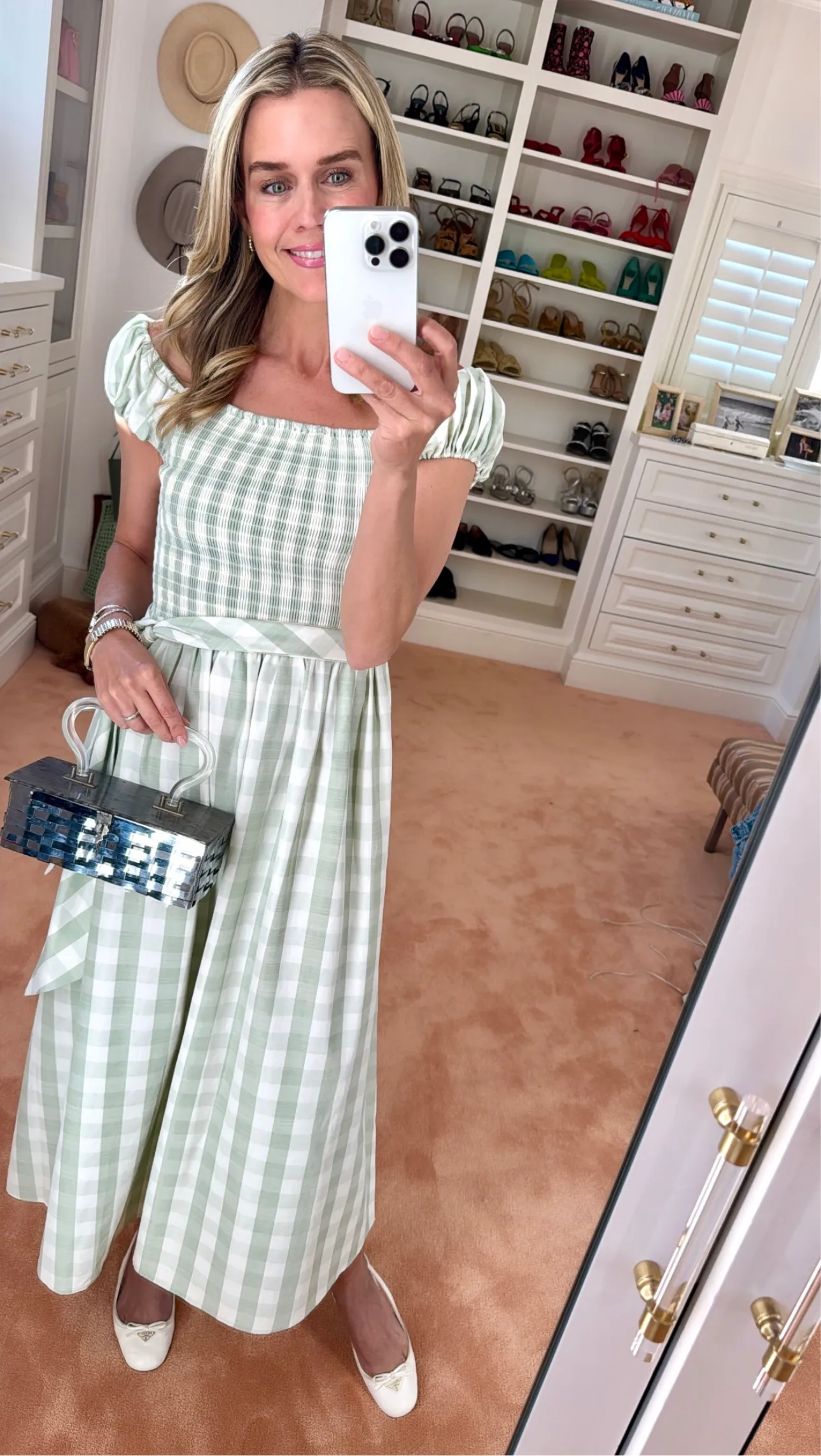 MASON'S DAUGHTER | Nora Dress, Green/Ivory Gingham Shantung Trendy Cut