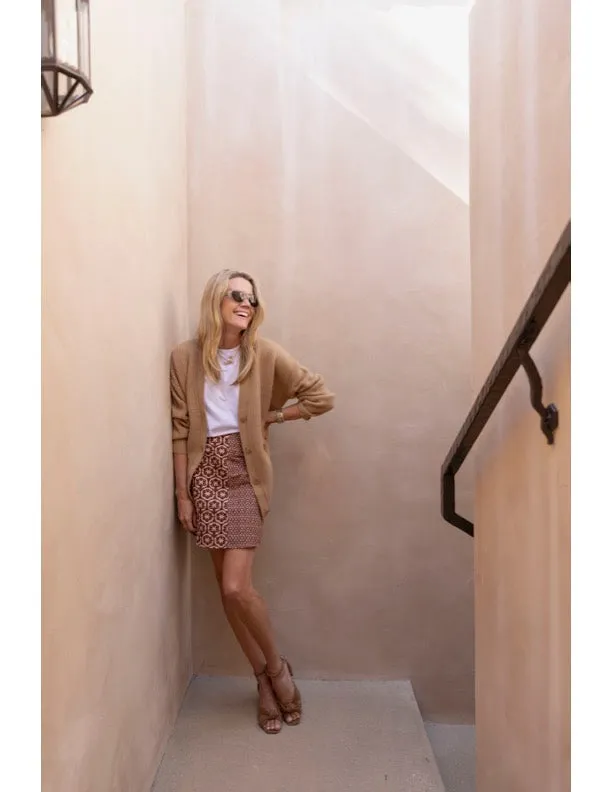 MASON'S DAUGHTER Skirt, Chocolate and Pink Lattice Print Layer-Friendly