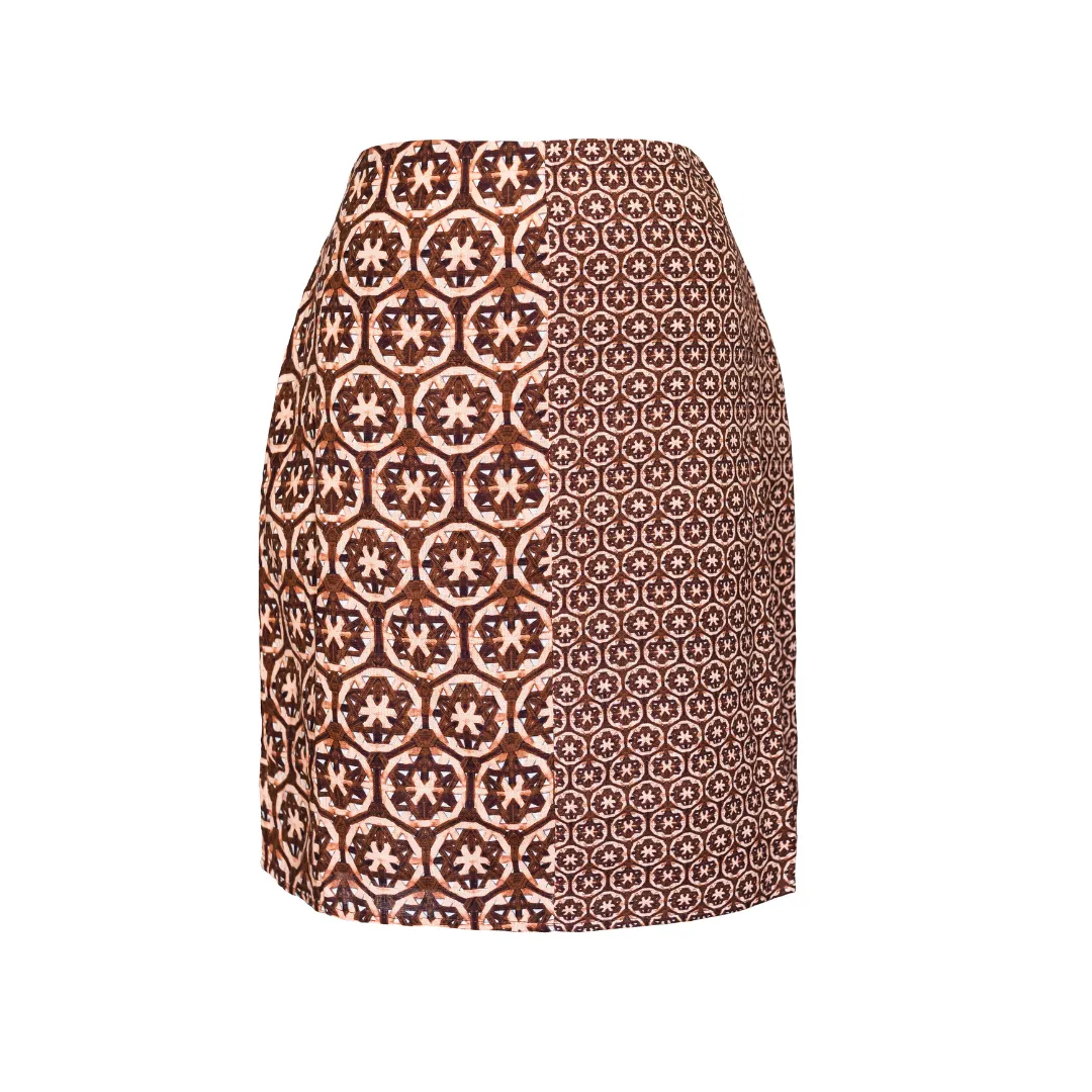 MASON'S DAUGHTER Skirt, Chocolate and Pink Lattice Print Perfectly Fit Casual Appeal
