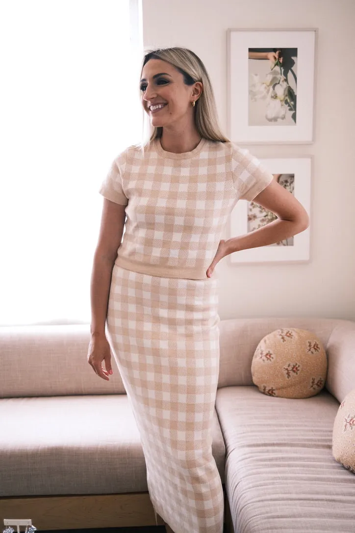 Comfortable Cut MASON'S DAUGHTER | Stella Knit Top, Blush Gingham