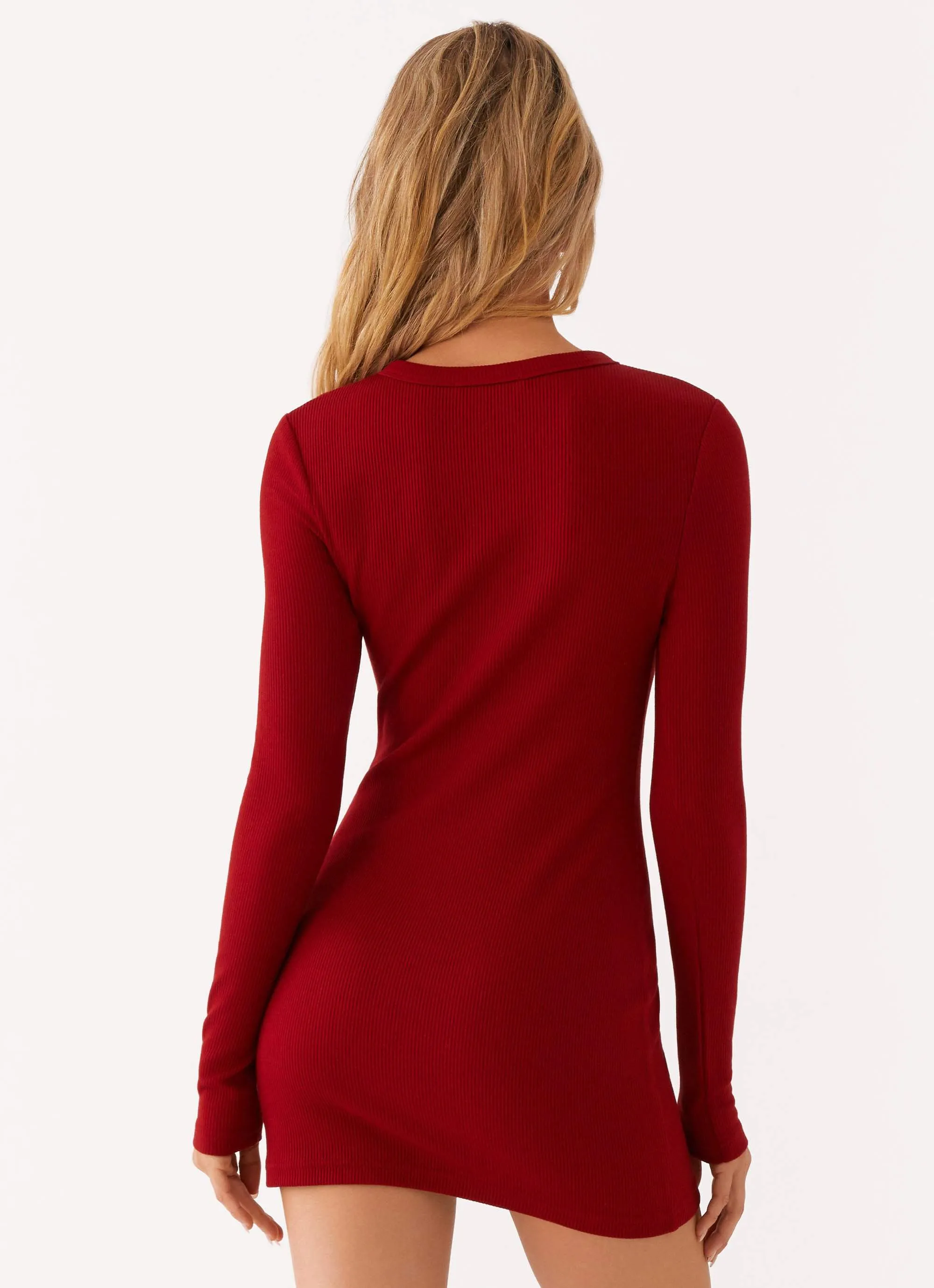 Blair Long Sleeve Mini Dress - Red Non-Pilling