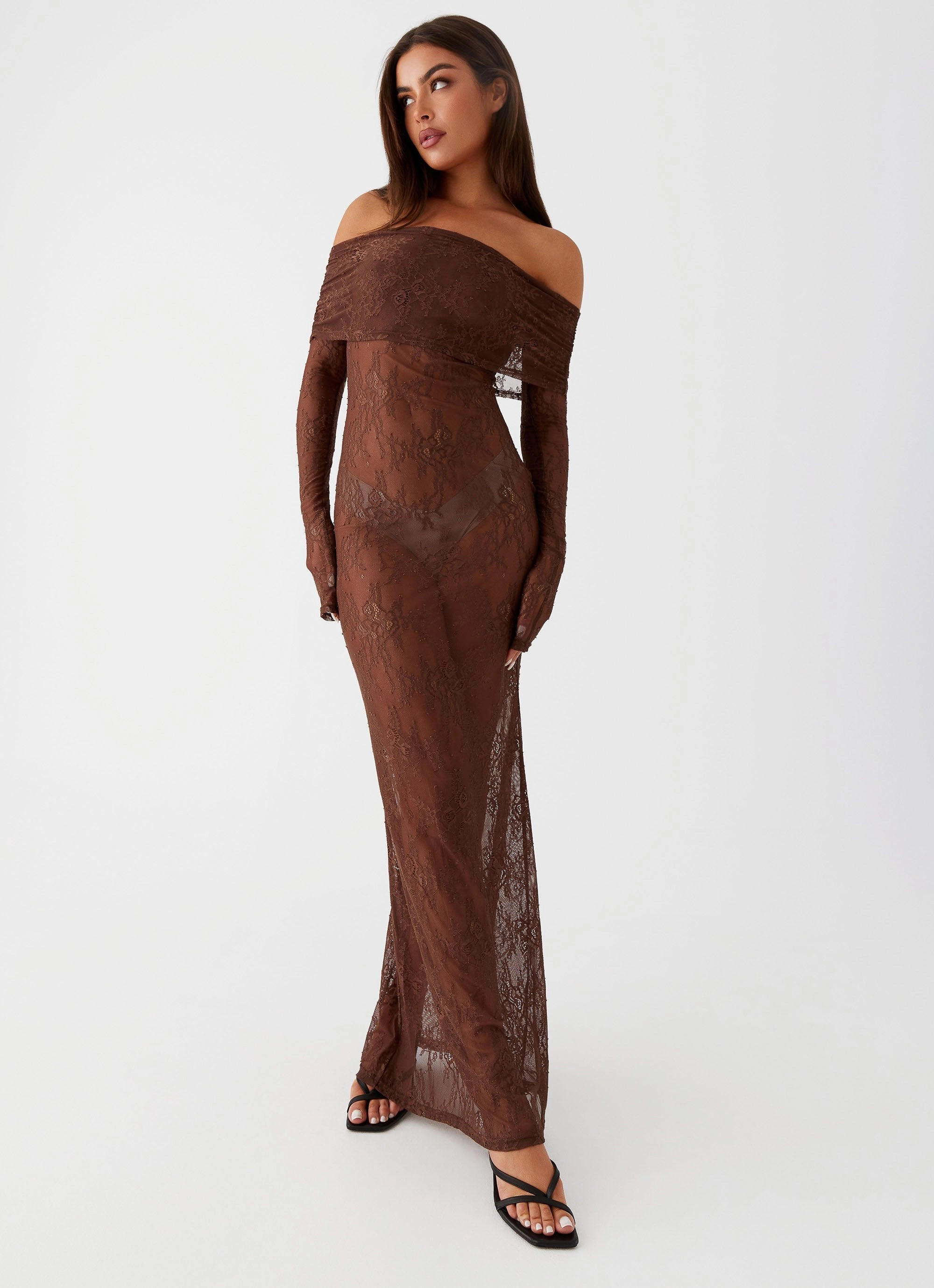 All Fit Nadia Lace Maxi Dress - Chocolate