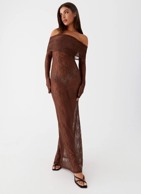 Nadia Lace Maxi Dress - Chocolate Comfy and Chic