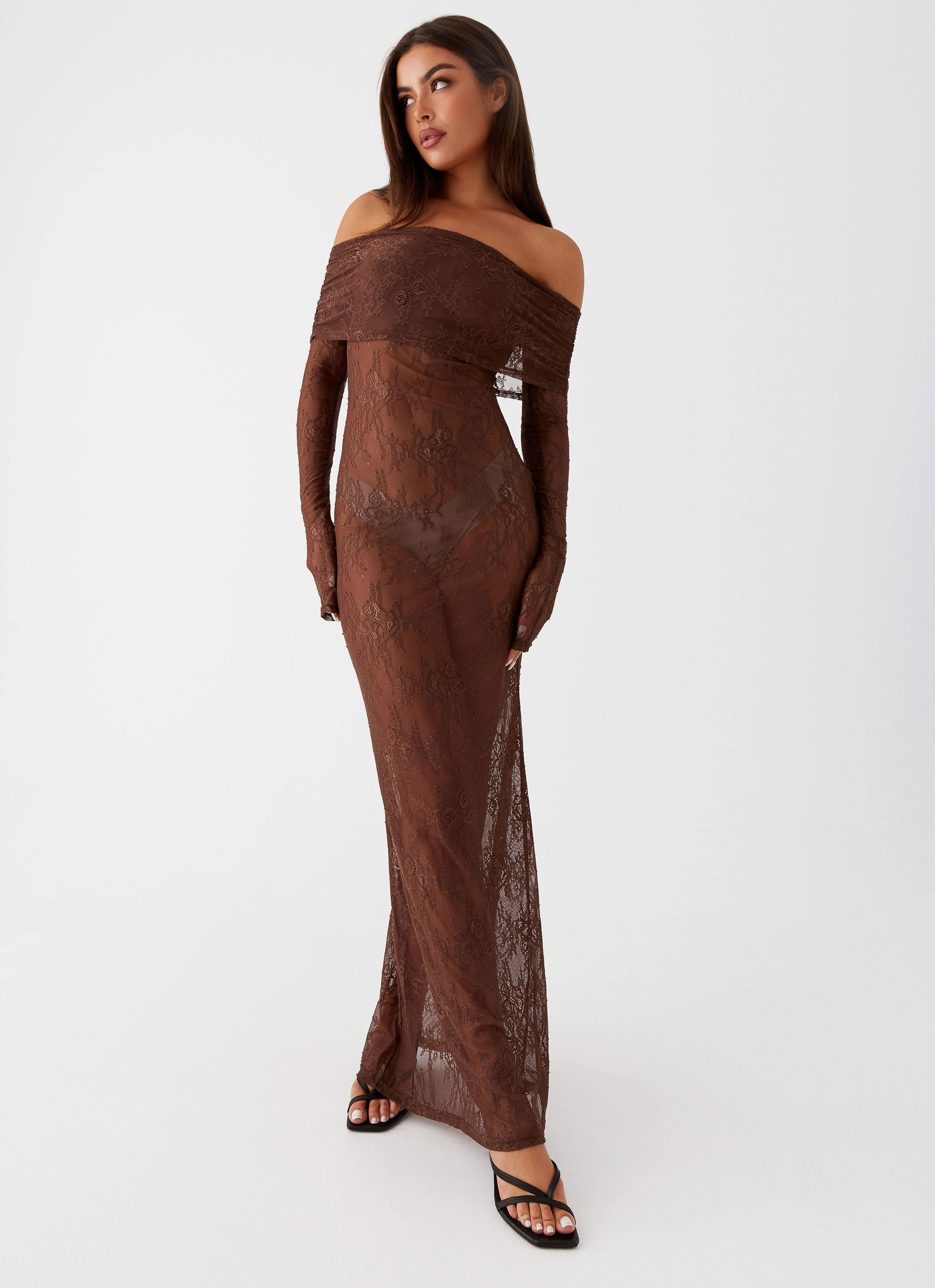 Nadia Lace Maxi Dress - Chocolate Comfy and Chic