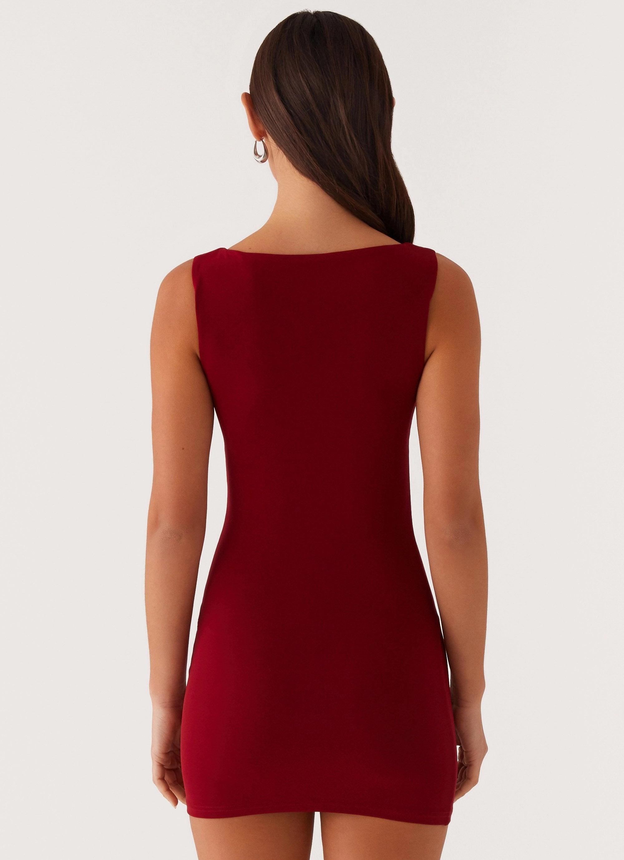 Matteo Beaded Mesh Mini Dress - Deep Red Graduation-Event