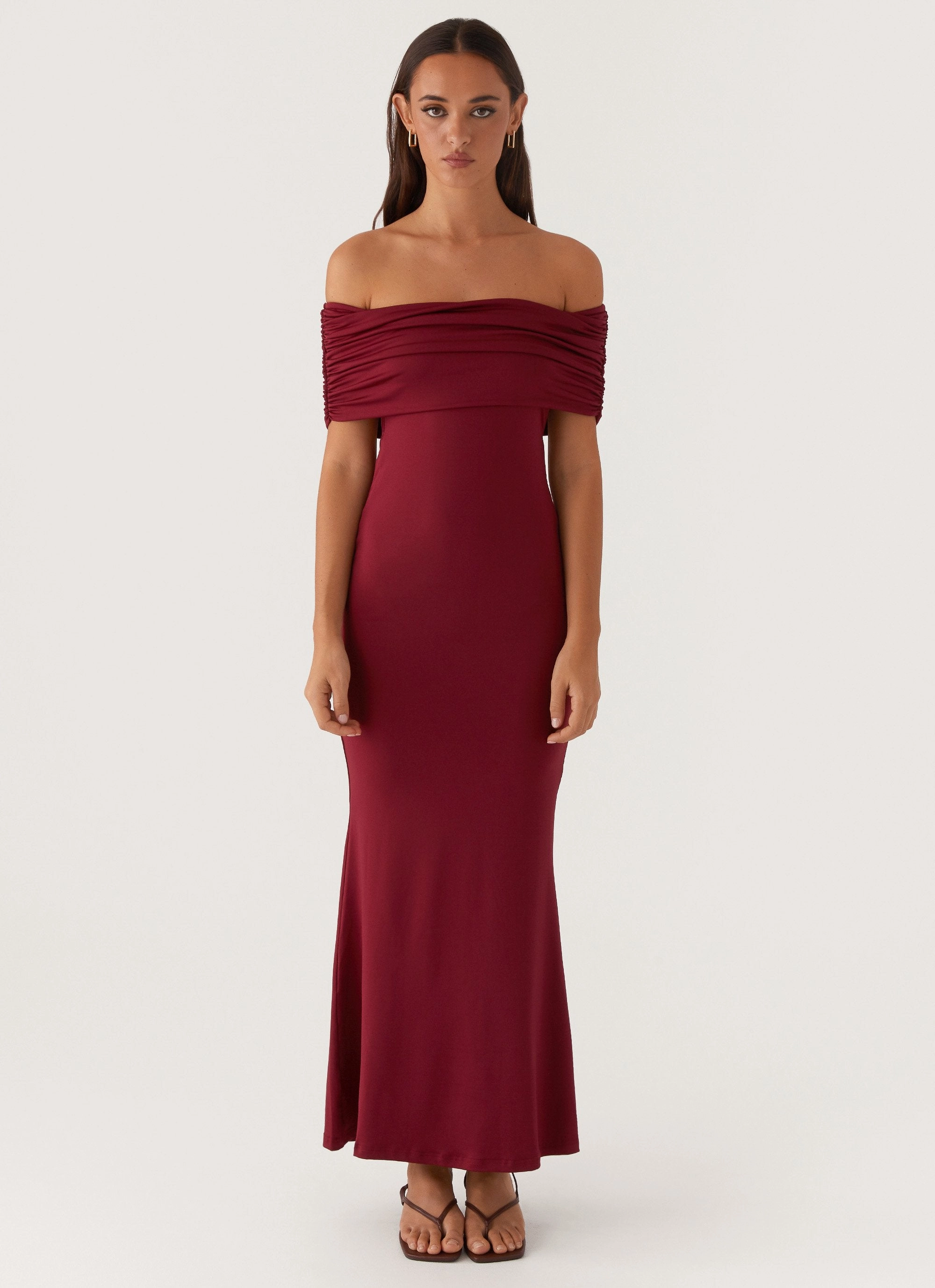 Maude Maxi Dress - Maroon Minimal Details