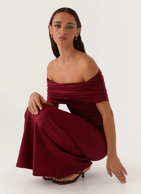 Side Tie Maude Maxi Dress - Maroon