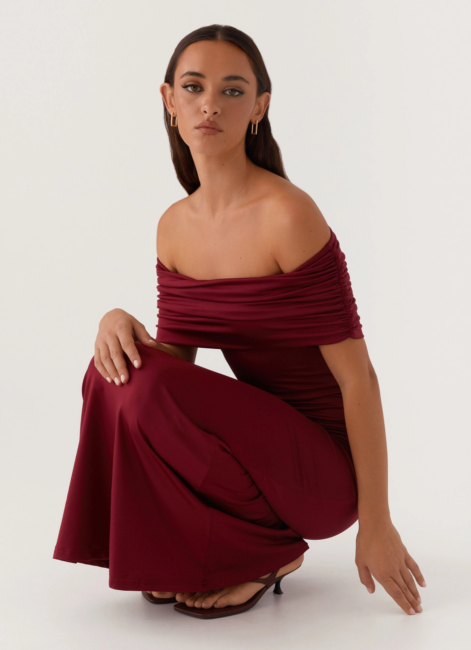 Side Tie Maude Maxi Dress - Maroon