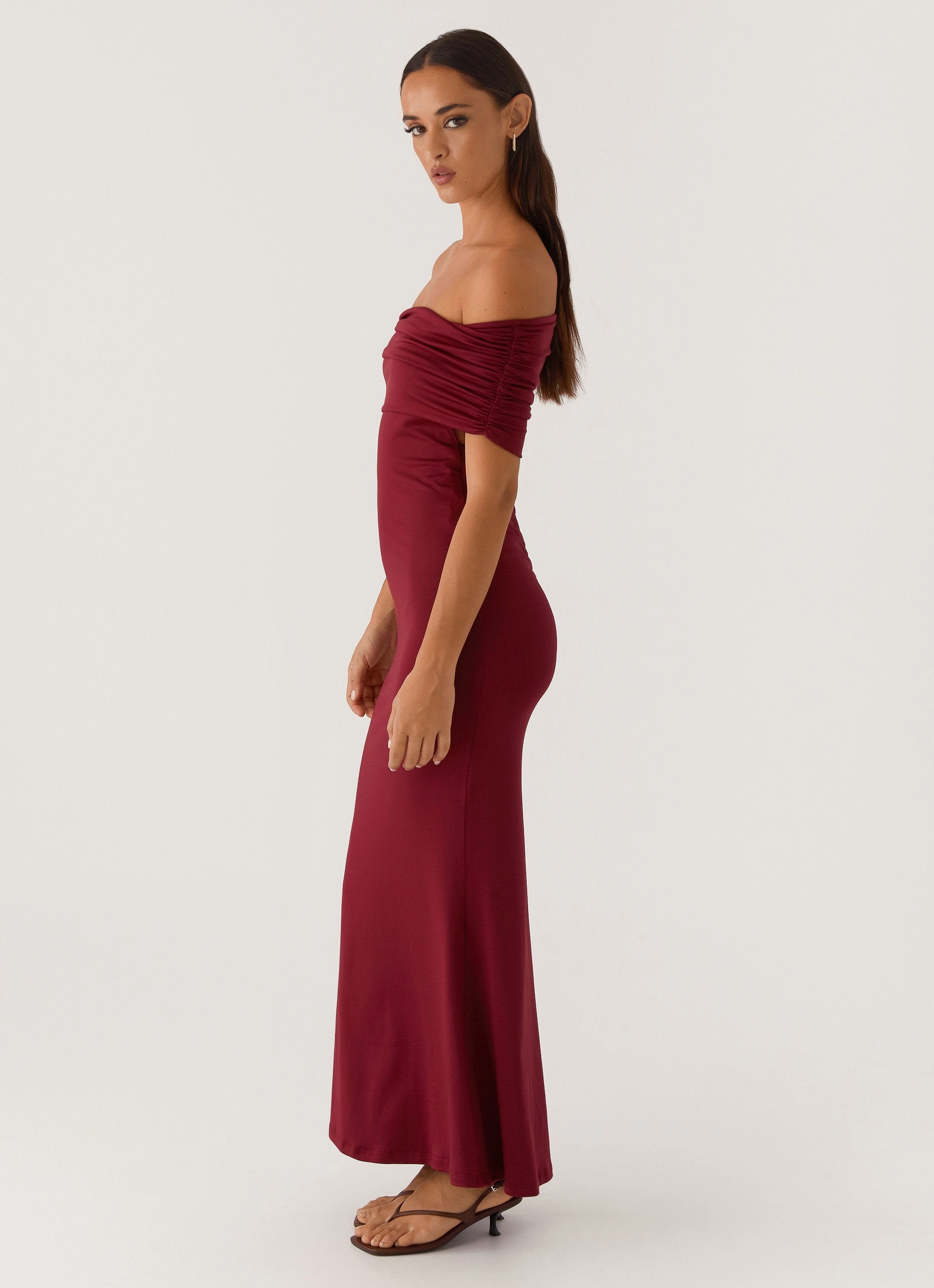 Maude Maxi Dress - Maroon Eco-friendly Elegant Detail